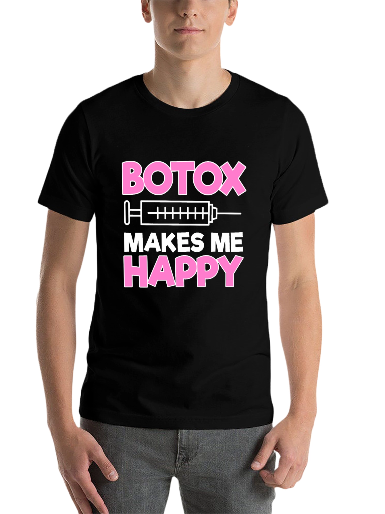 Black Botox Makes Me Happy Graphic T-Shirt view 7