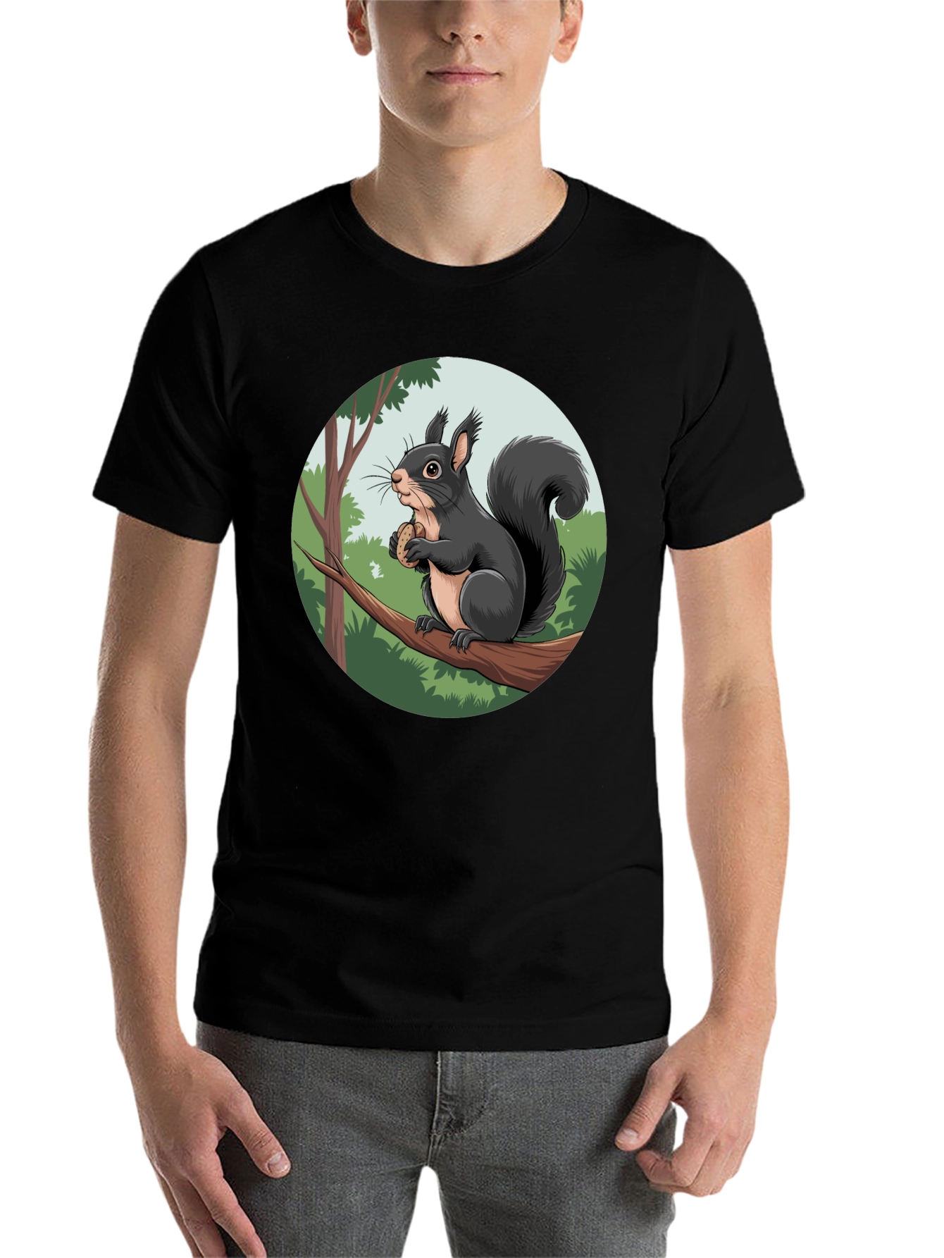 Black Squirrel Graphic Black T-Shirt view 7