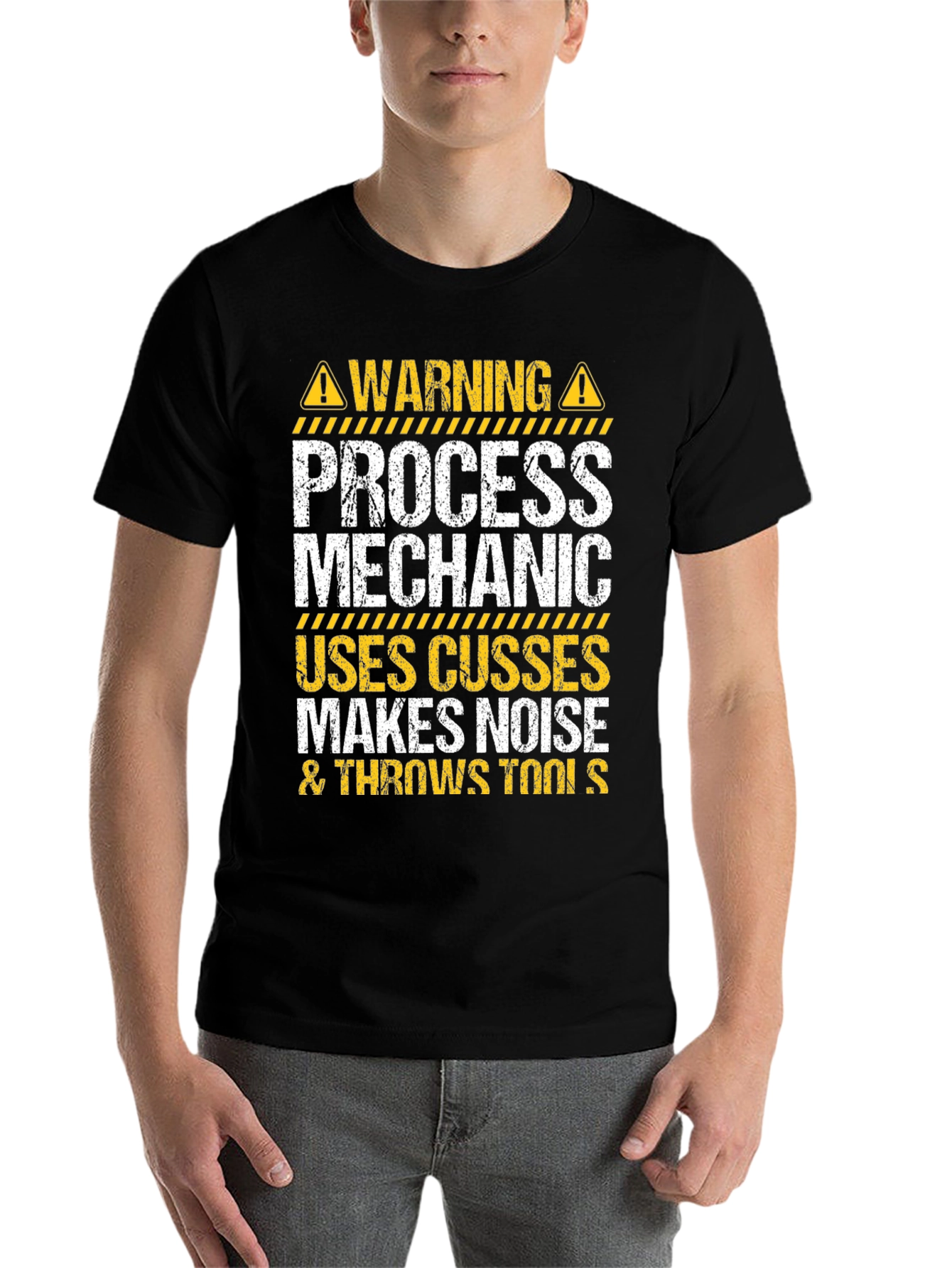 Black Process Mechanic Warning Graphic T-Shirt view 7