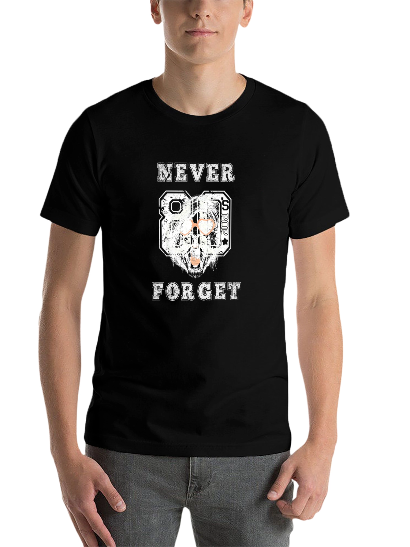Black Never Forget 80's Pop Men's Black T-Shirt view 7