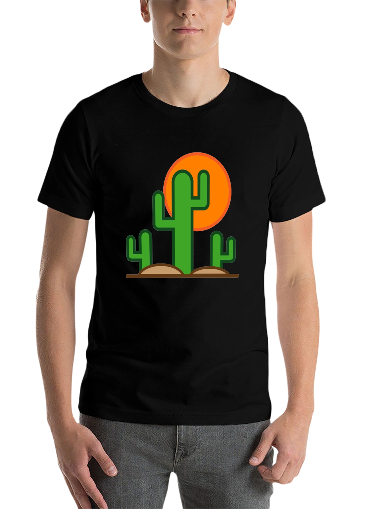 Black Desert Cactus Graphic Tee - Black Cotton T-Shirt view 7
