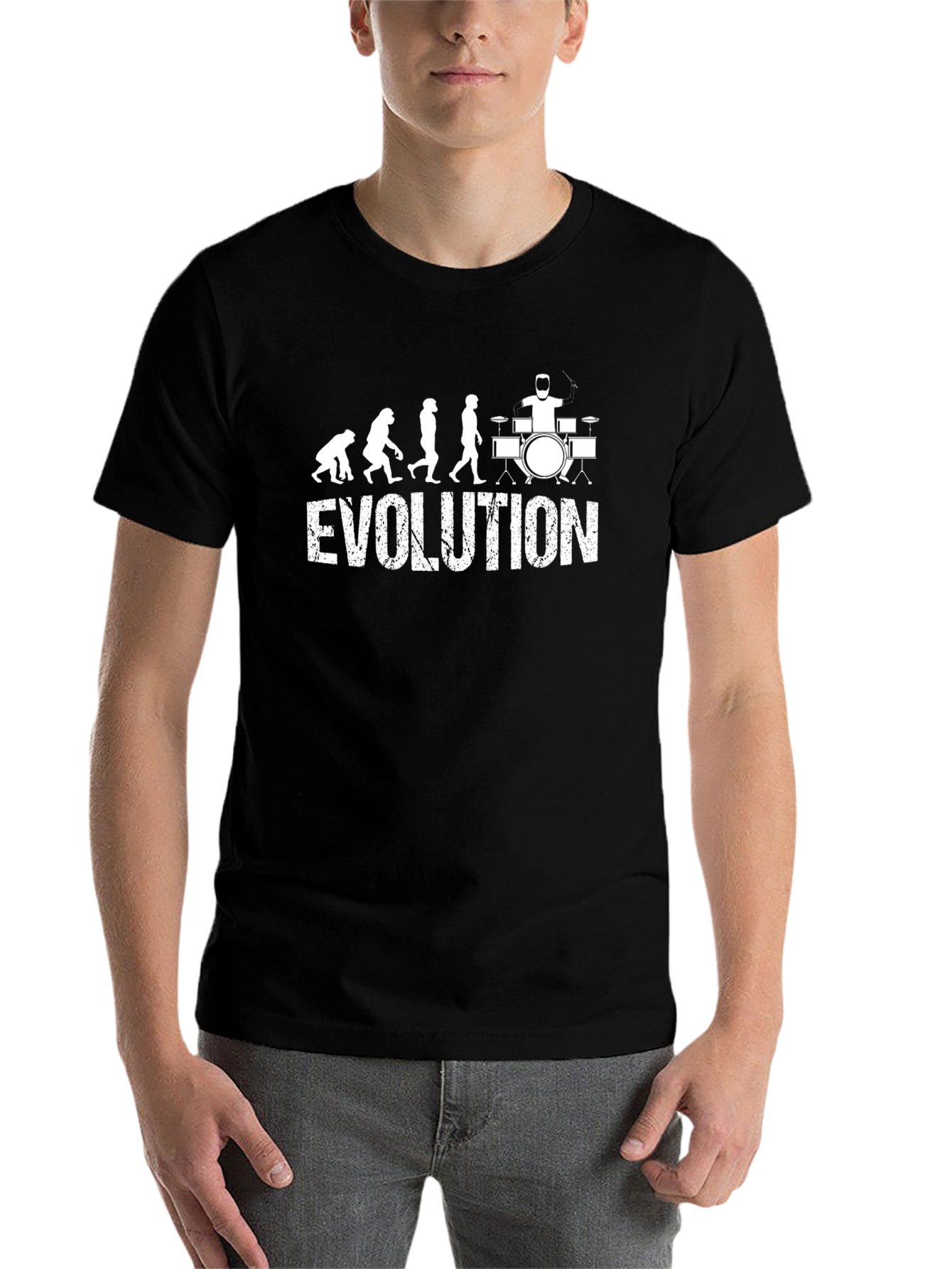 Black Drummer Evolution T-Shirt - Black Cotton Tee view 7