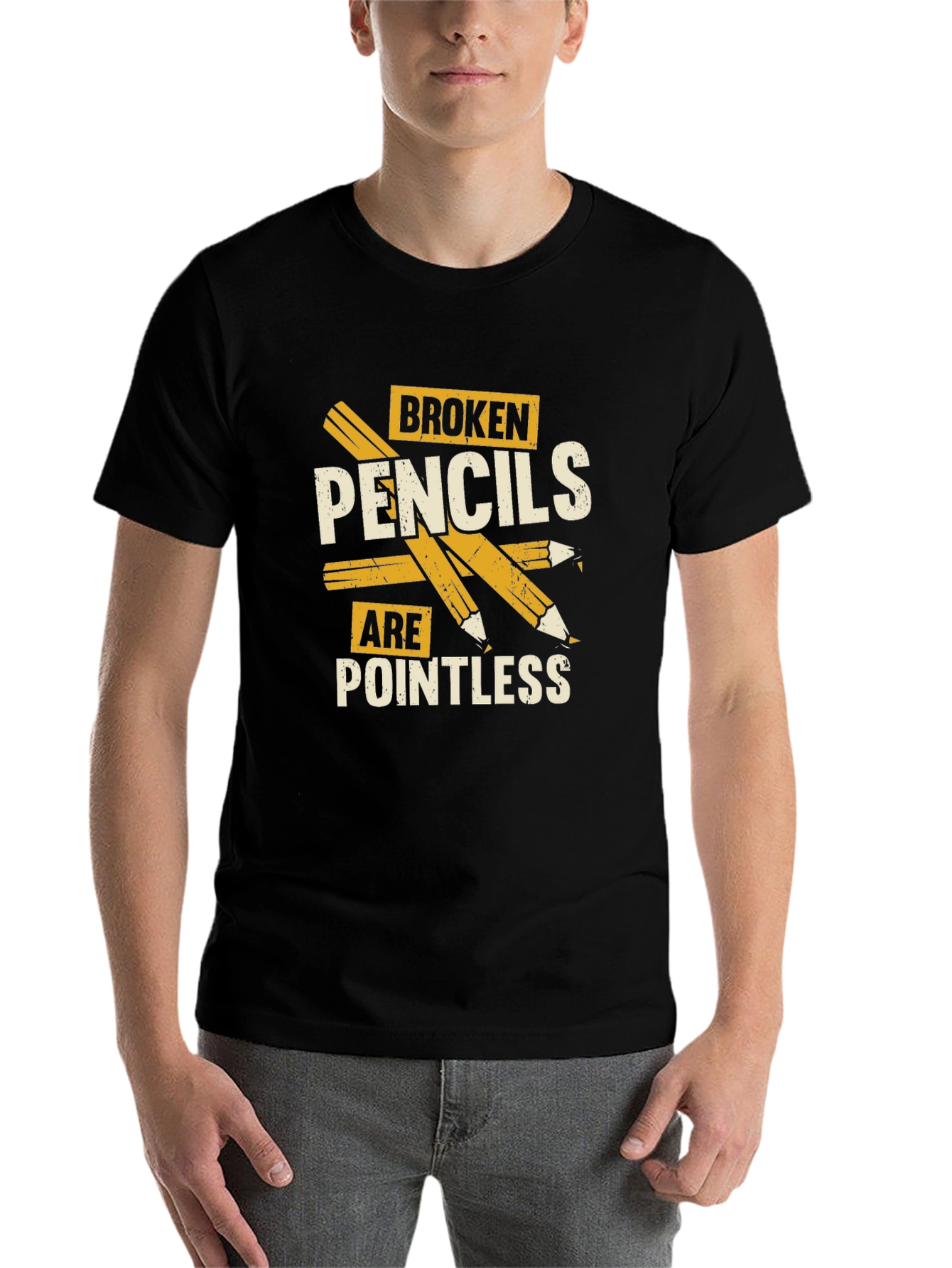 Black Broken Pencils T-Shirt - Pointless Graphic Tee view 7