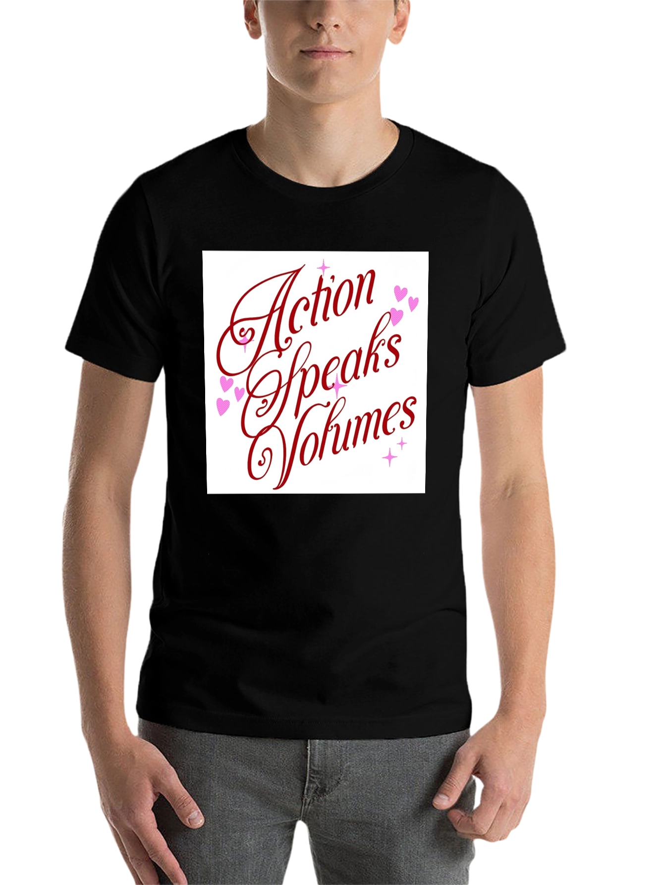 Black Action Speaks Volumes Graphic Tee - Unisex view 7