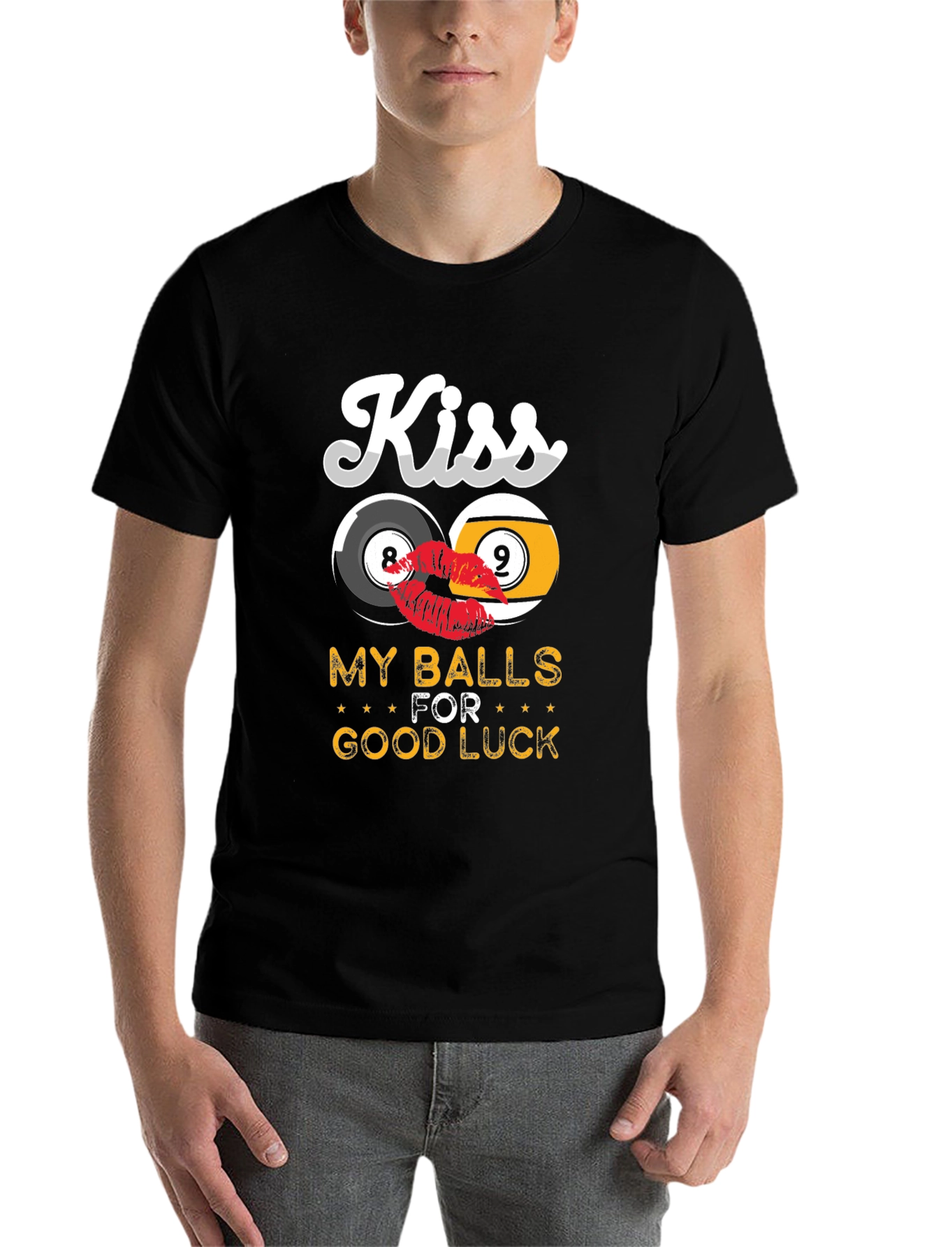Black Kiss My Balls For Good Luck Graphic Tee view 7