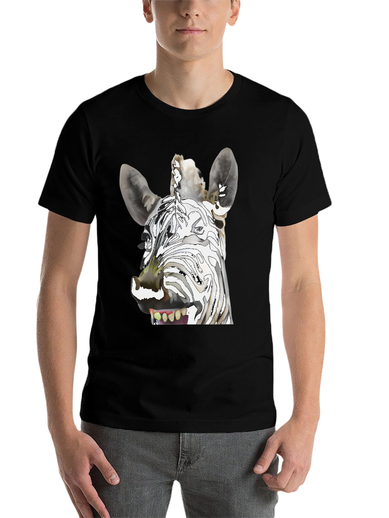 Black Zebra Graphic T-Shirt - Unique & Fun Design view 7