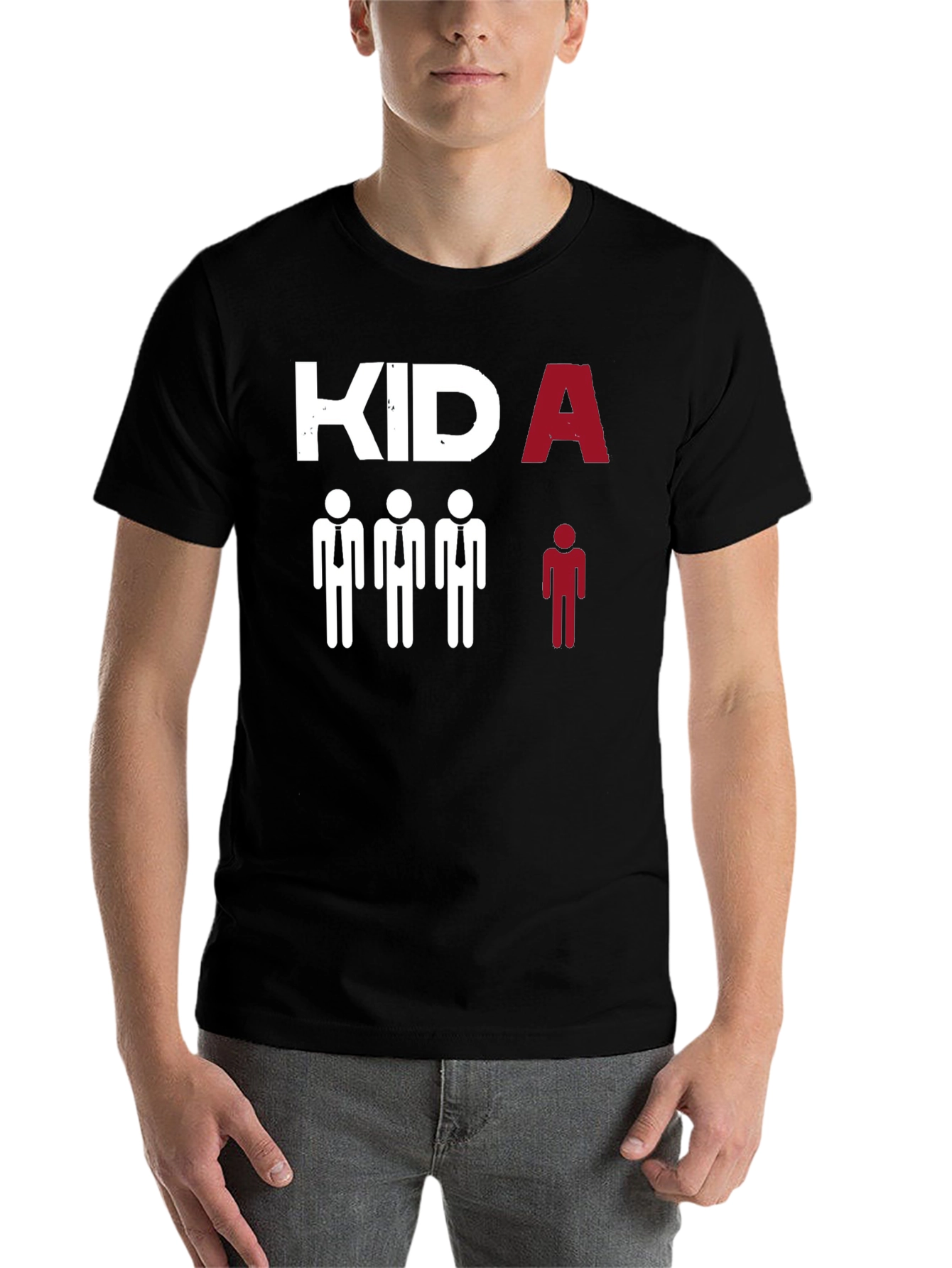 Black Kid A Graphic Tee - Unique Design, Black Cotton T-Shirt view 7