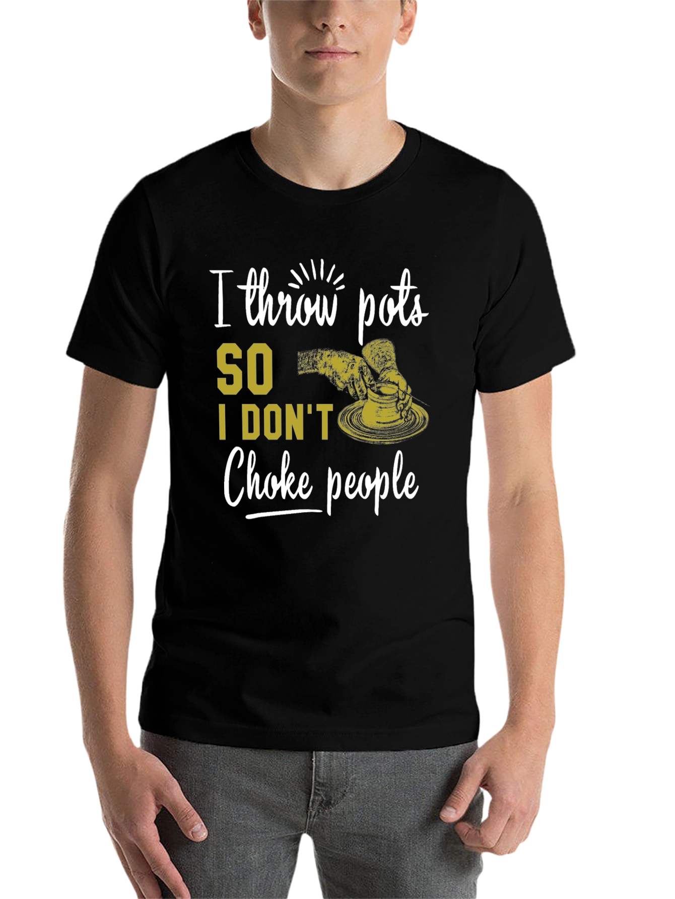Black I Throw Pots T-Shirt - Funny Pottery Lover Tee view 7