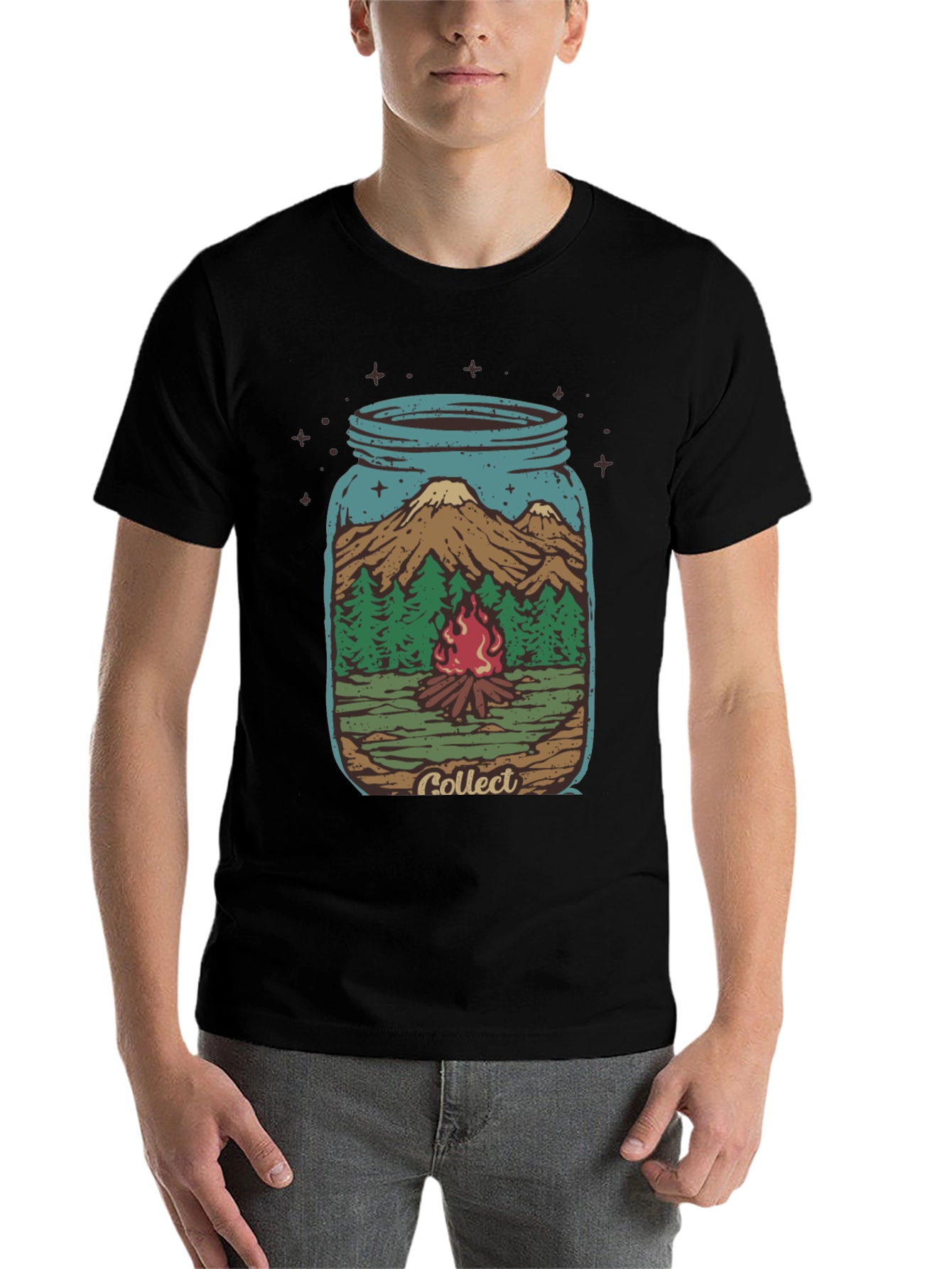Black Camping Jar Graphic T-Shirt - Black view 7