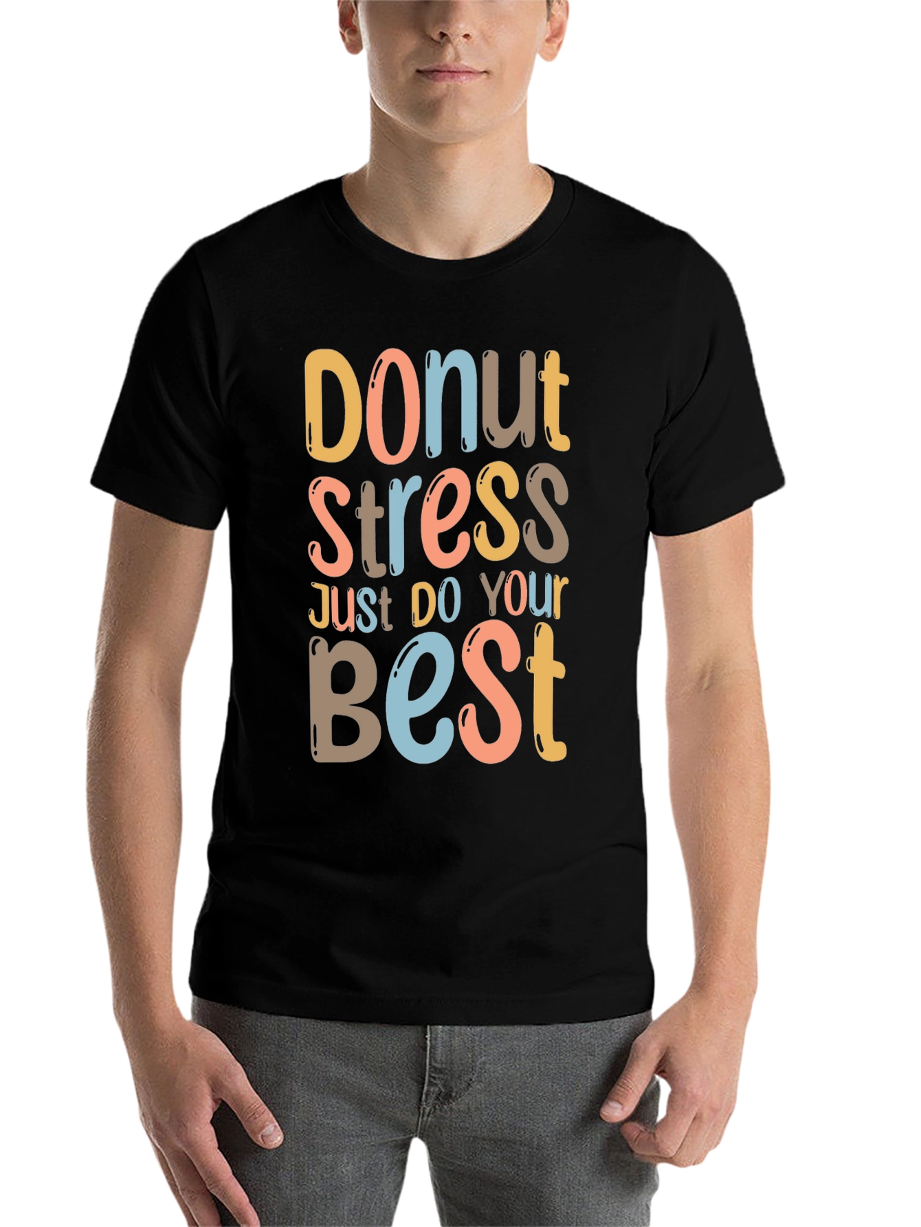 Black Donut Stress Graphic Tee - Relaxed Fit Comfort view 7