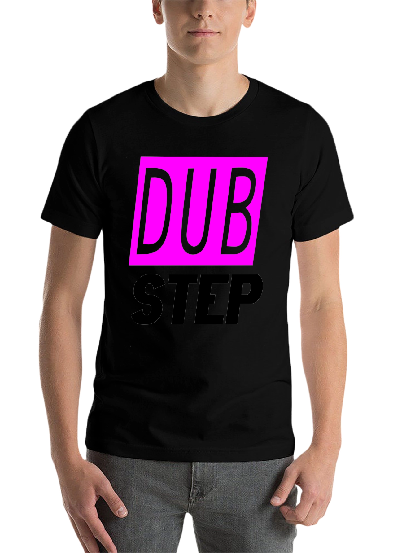Black Dubstep Graphic Tee - Black Cotton Blend T-Shirt view 7