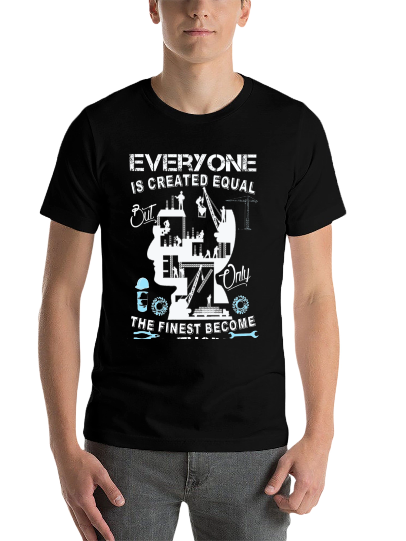 Black Construction Worker T-Shirt: Finest Become Engineers view 7