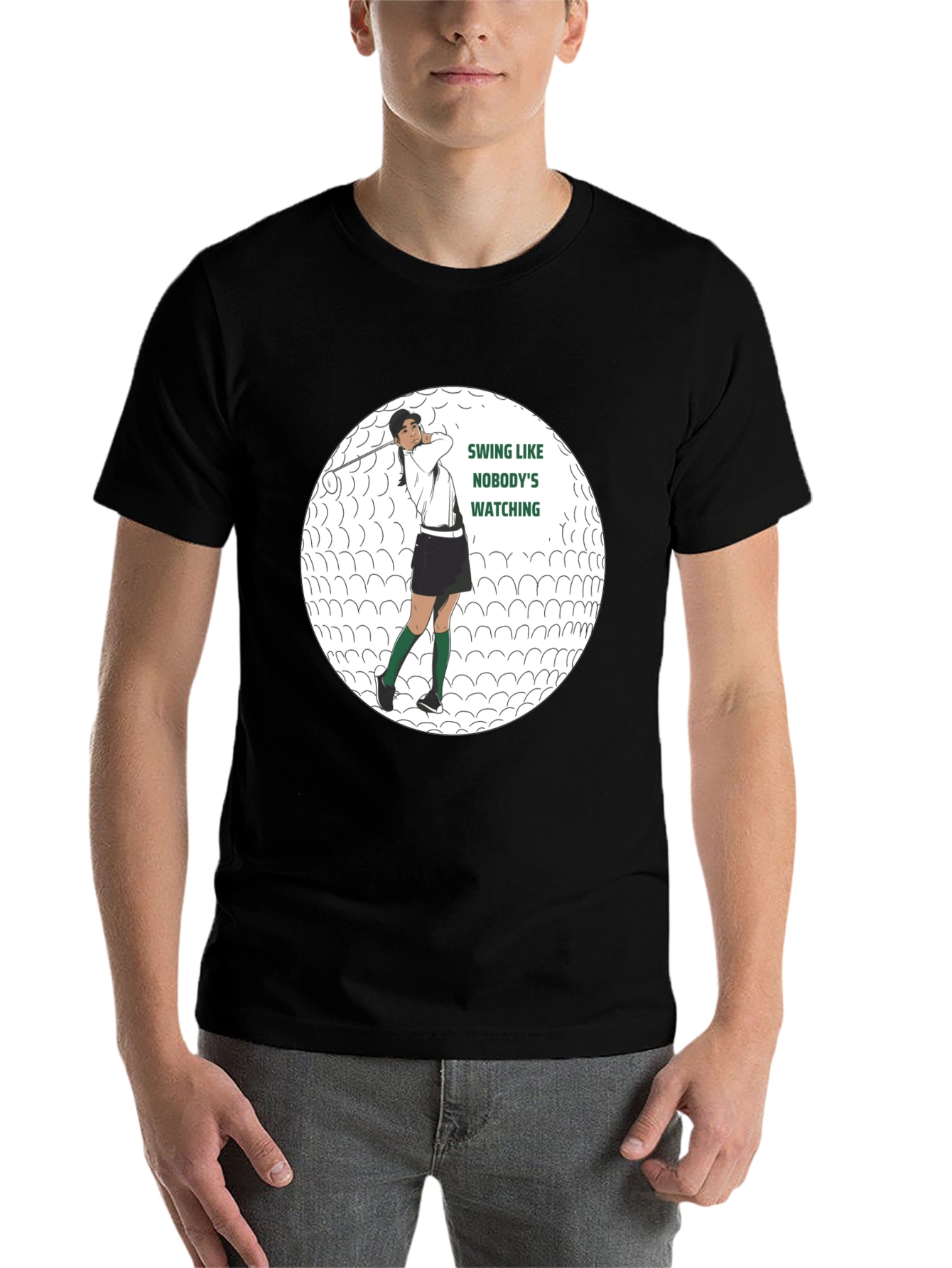 Black Golf Swing Graphic Tee - Funny Golfer Shirt view 7