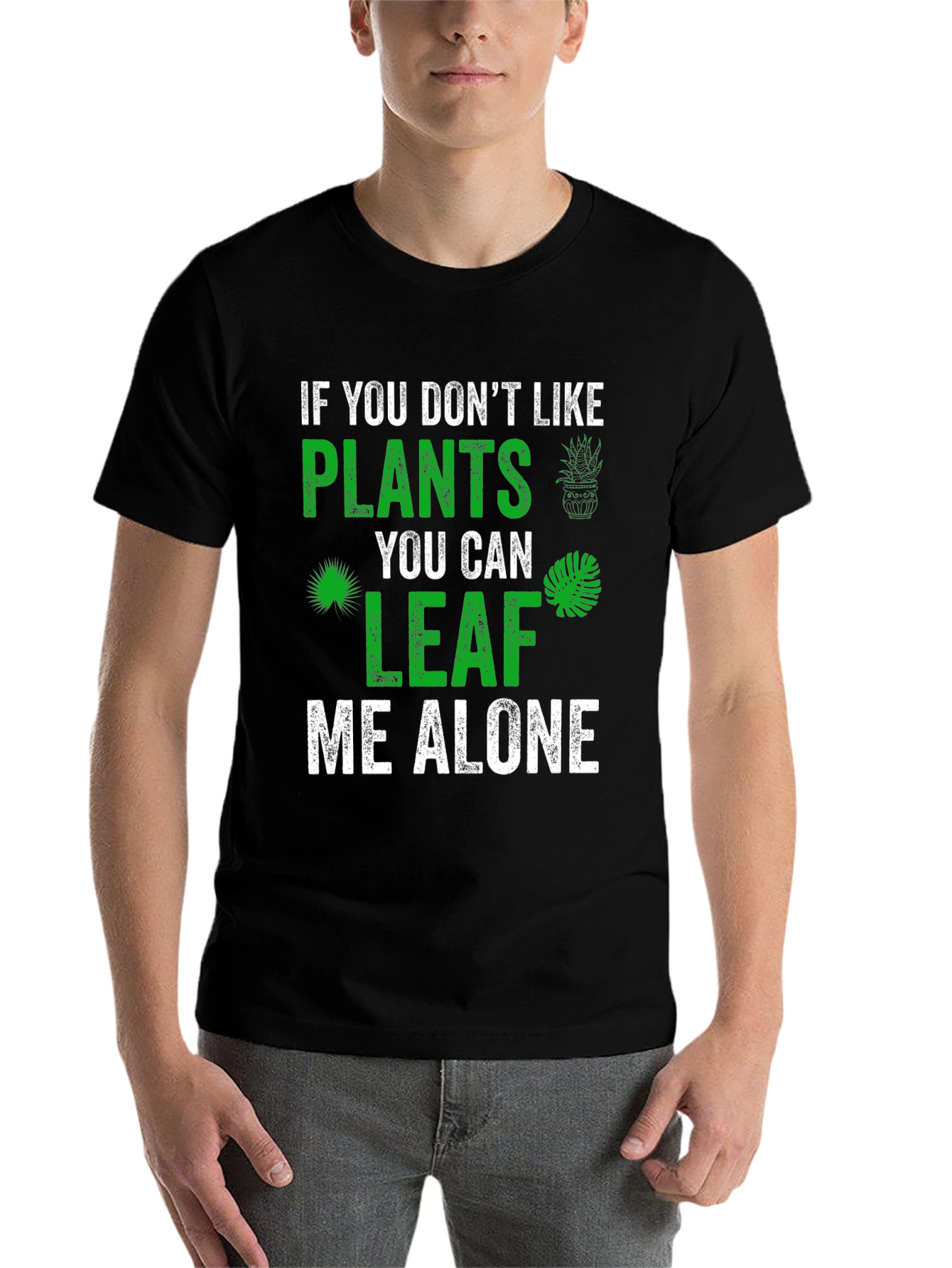 Black Plant Lover Graphic Tee - Leaf Me Alone view 7