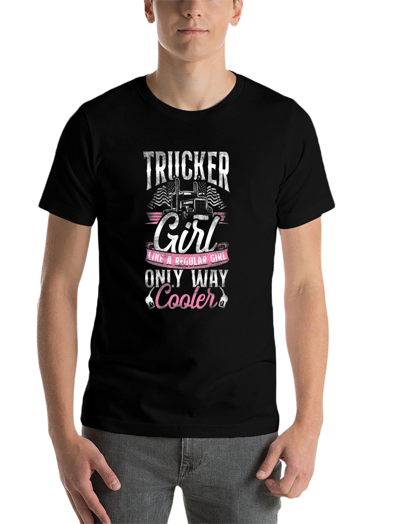 Black Trucker Girl T-Shirt - Only Way Cooler! view 7