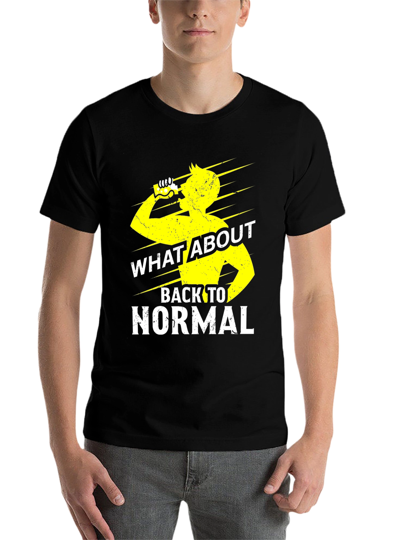 Black What About Back To Normal Graphic Tee view 7