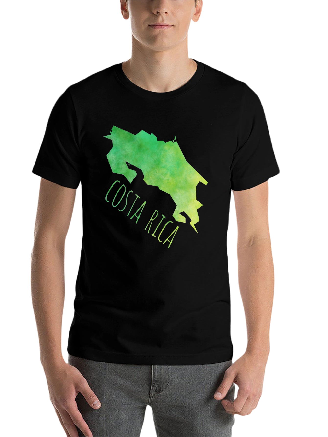 Black Costa Rica Map Graphic Tee - Black Cotton T-Shirt view 7