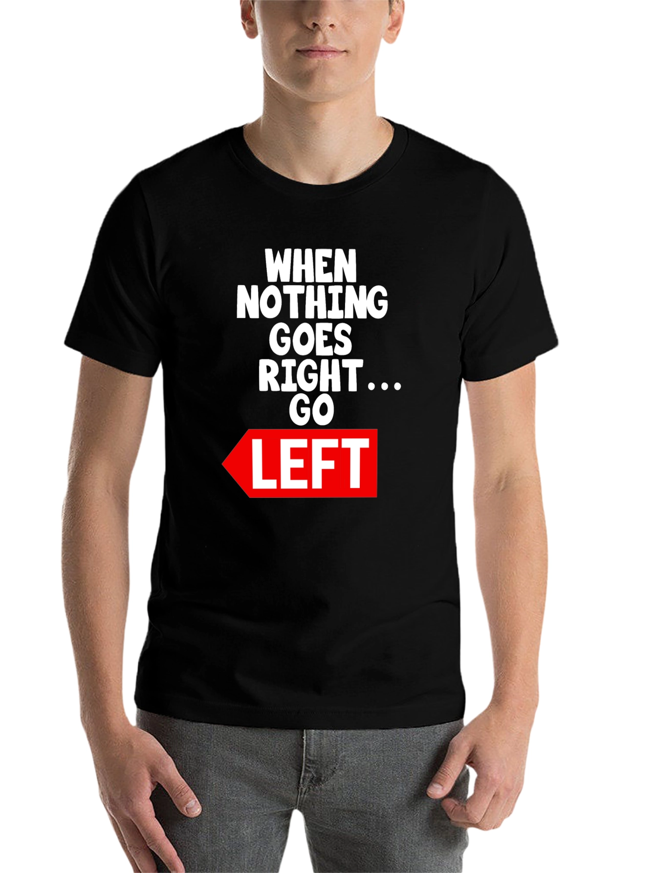Black Funny "Go Left" Graphic Tee view 7
