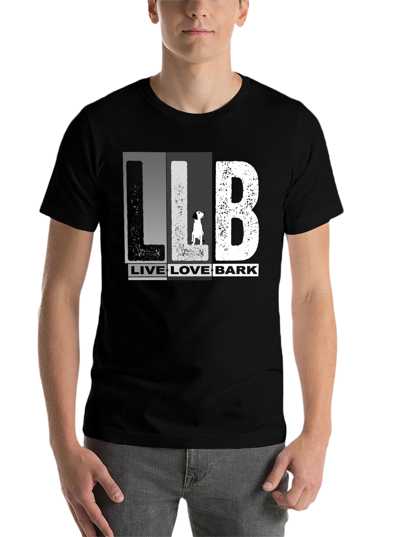 Black Live Love Bark Dog Graphic Tee - Black Cotton Blend view 7