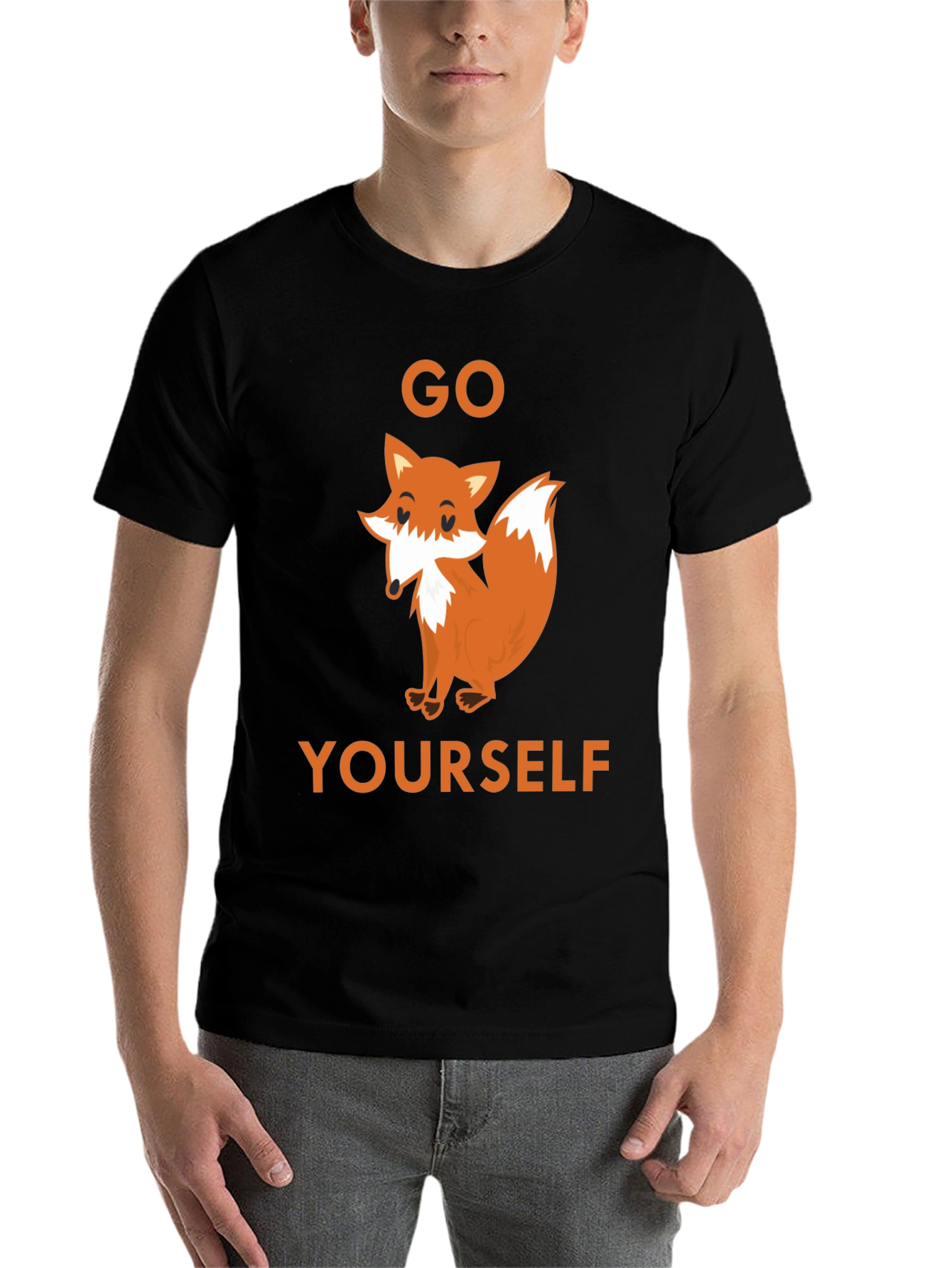 Black Go Fox Yourself Funny Graphic Tee - Black Cotton T-Shirt view 7