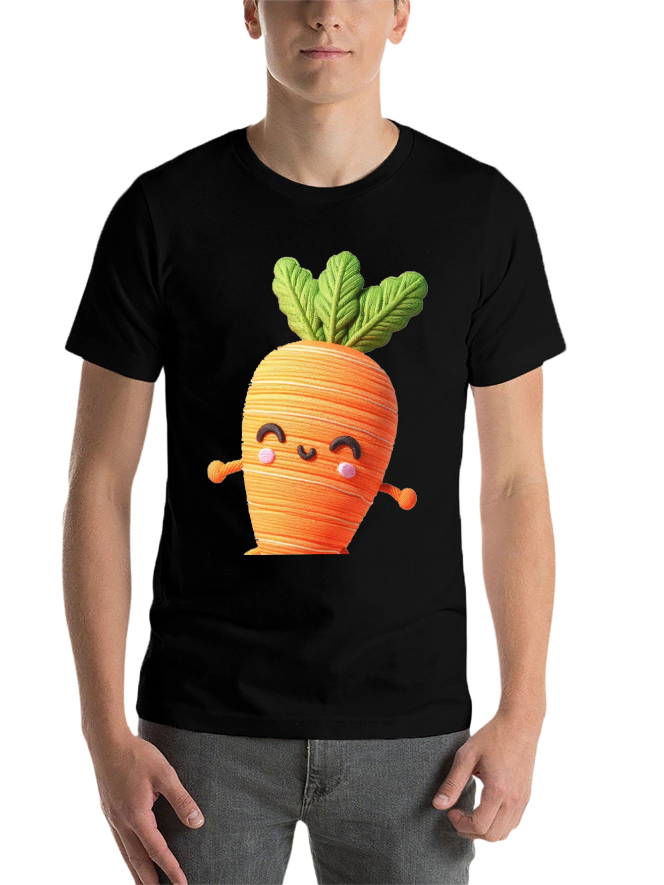 Black Cute Carrot Graphic Tee view 7