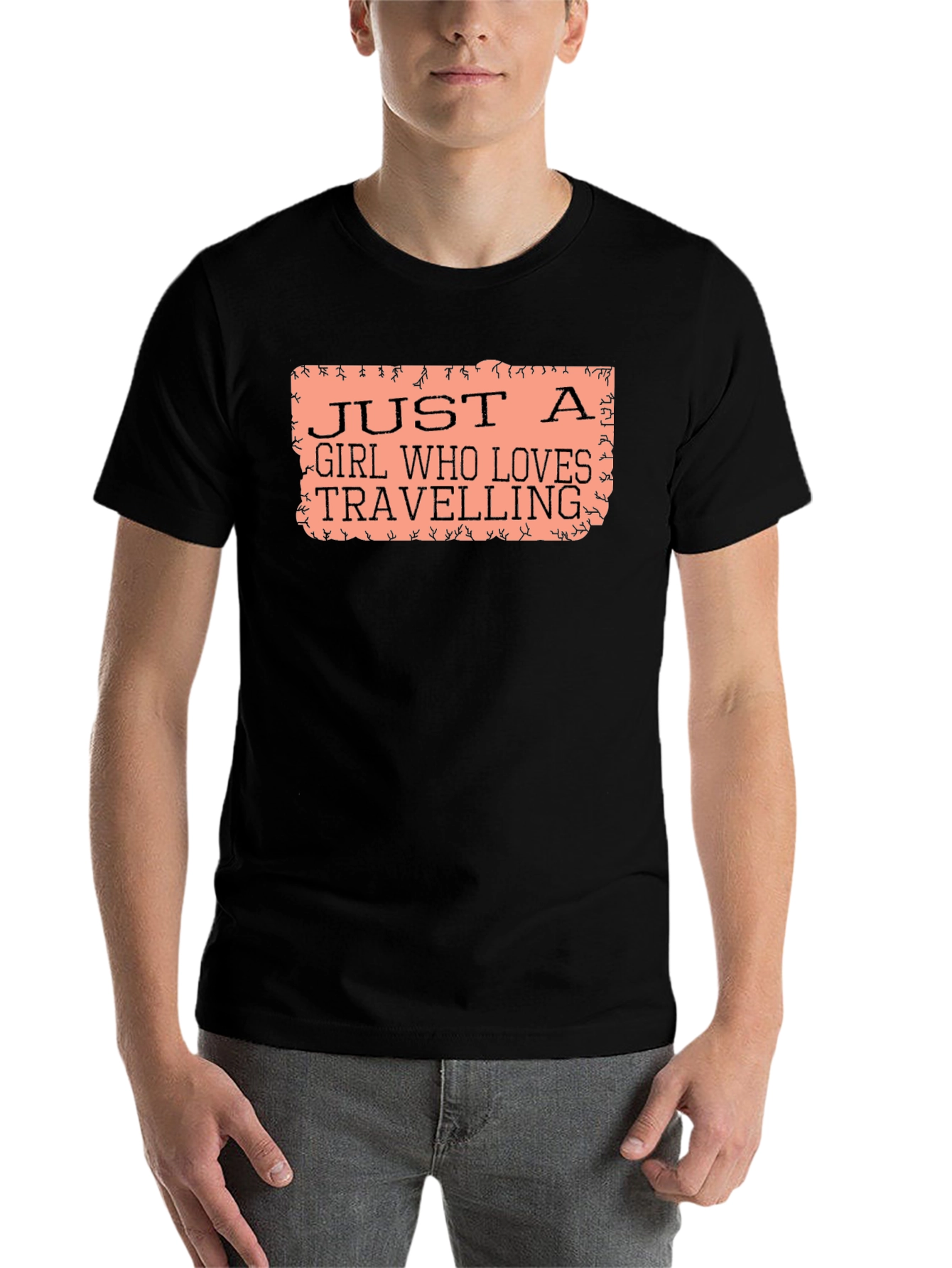 Black Just a Girl Who Loves Travelling T-Shirt view 7
