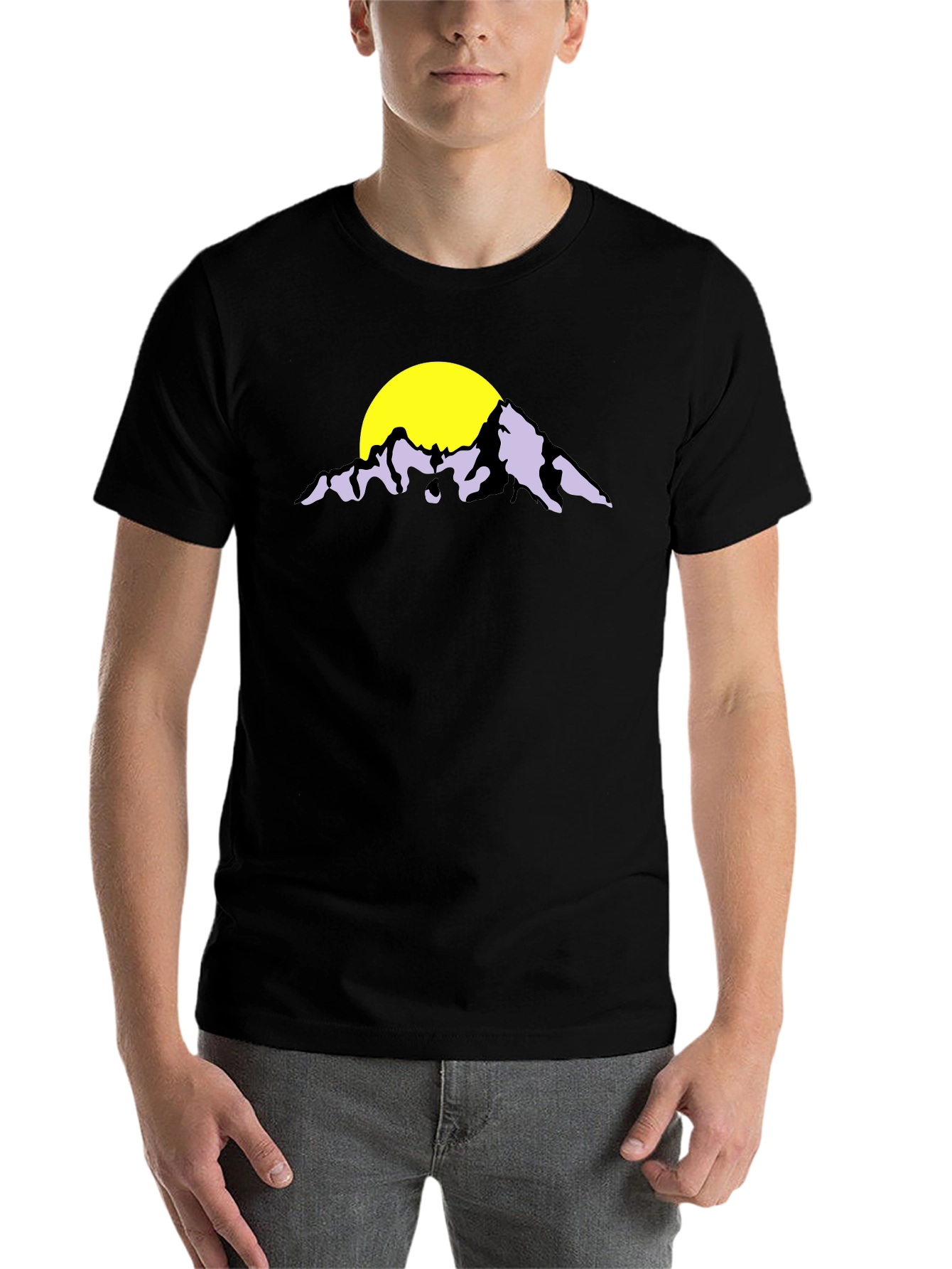 Mountain Sunset Graphic Tee - Black Cotton - 7