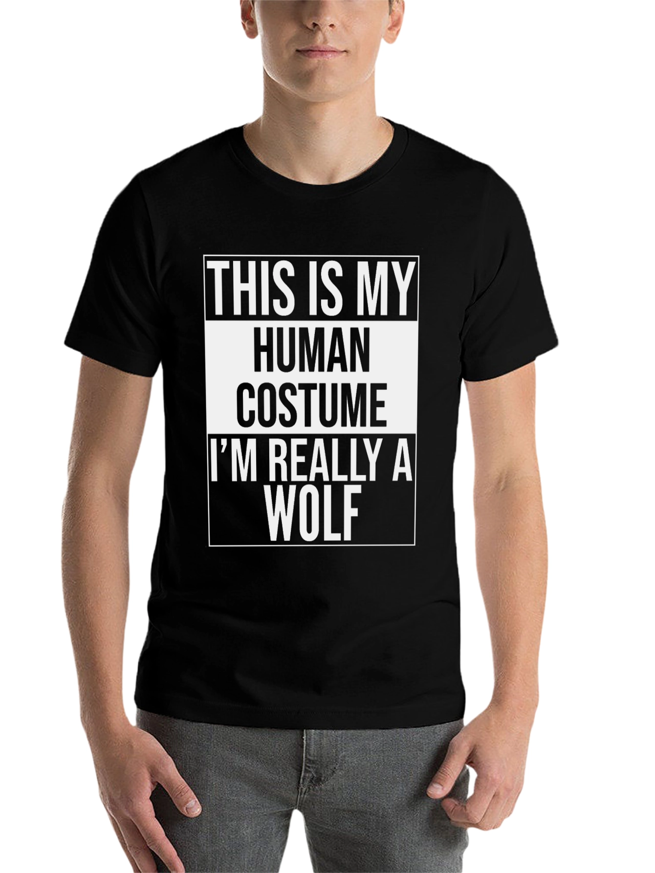 Black Human Costume Wolf T-Shirt view 7
