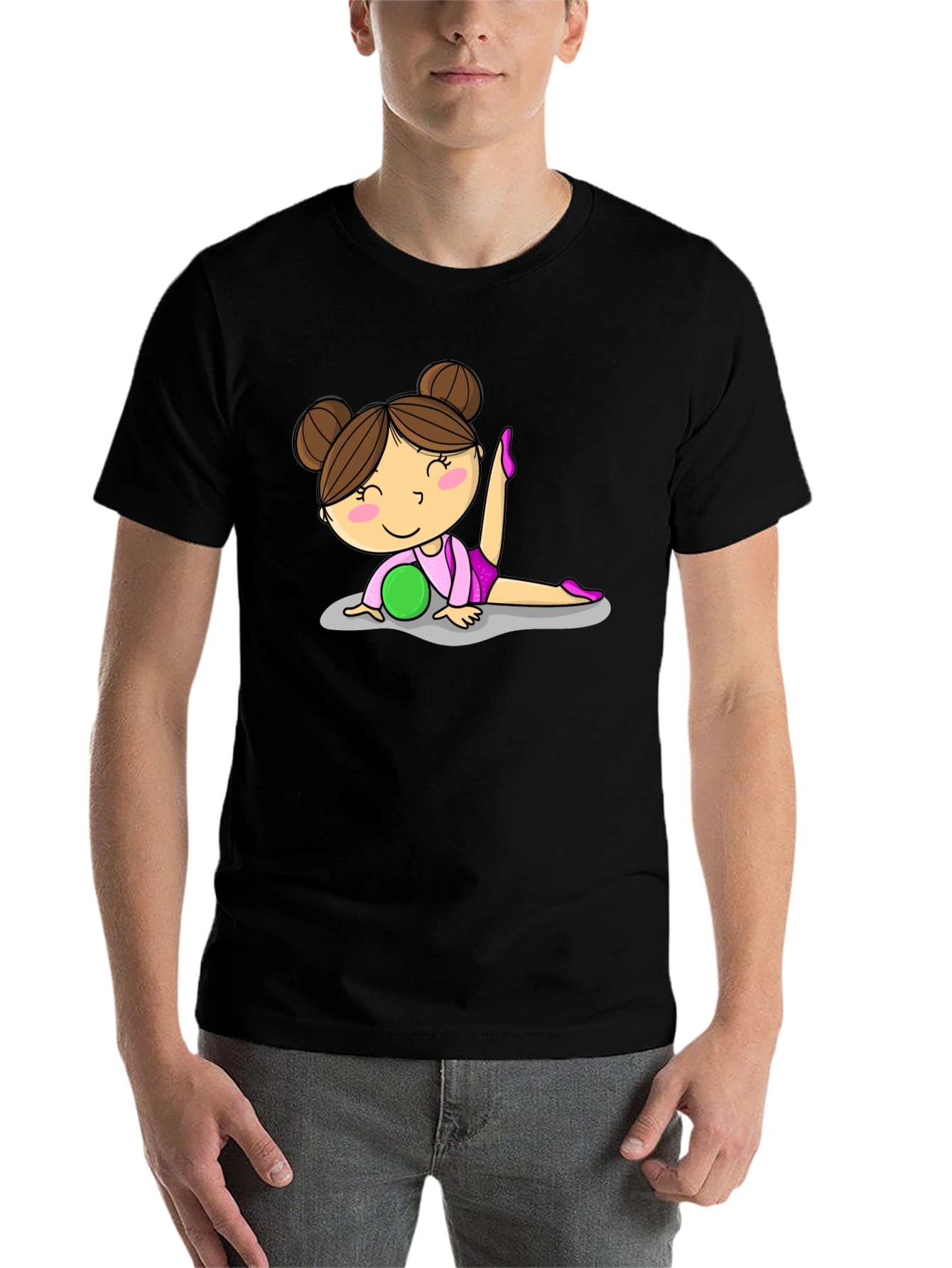 Gymnast Girl Graphic Tee - Black Cotton T-Shirt - 7