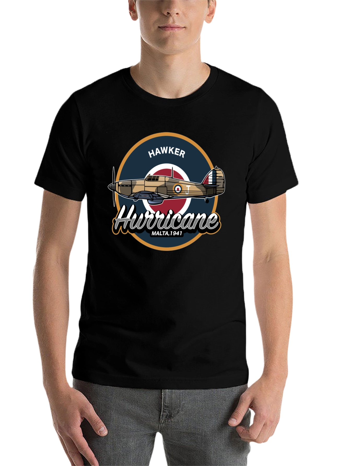 Black Hawker Hurricane Malta 1941 Black T-Shirt view 7