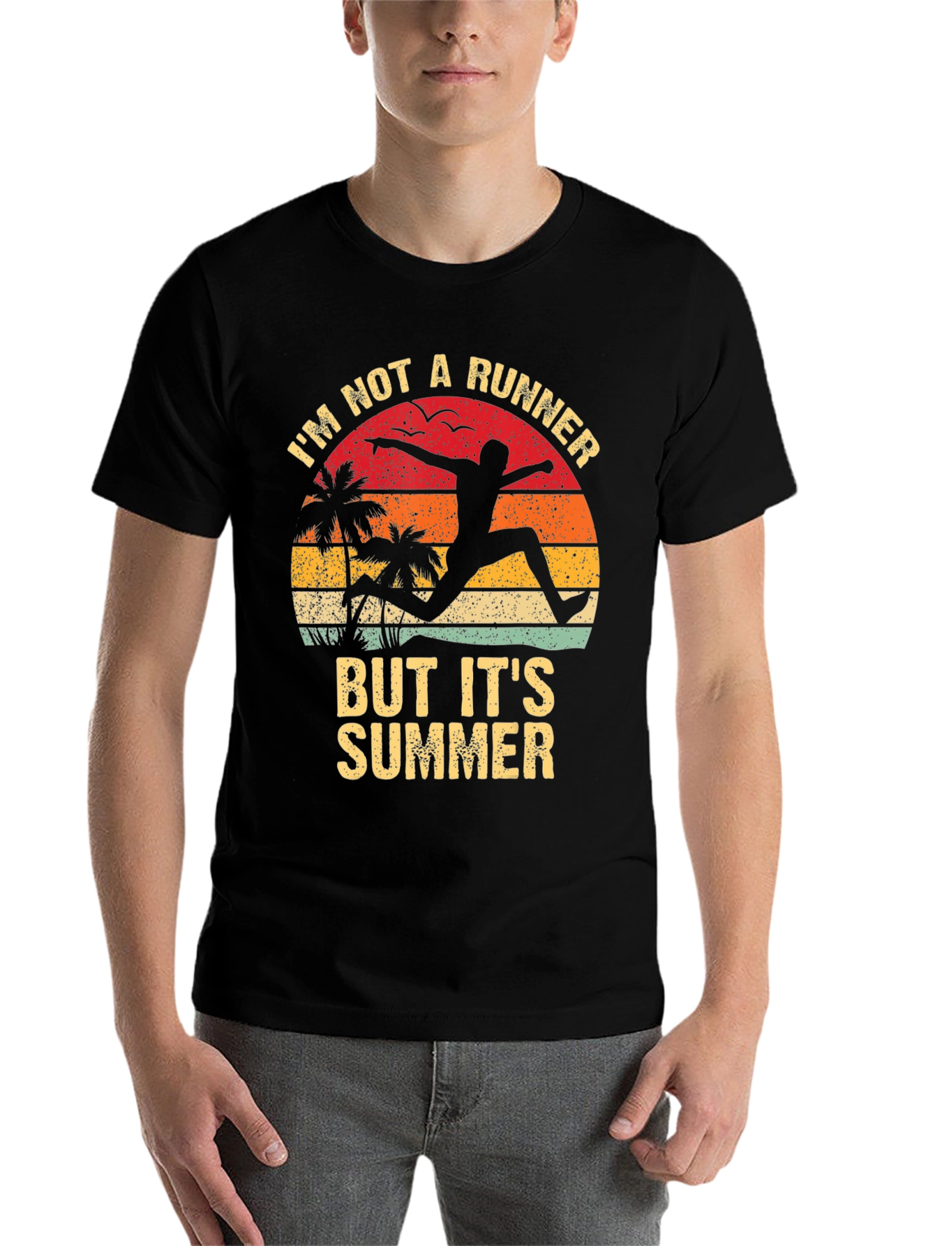 Black I'm Not A Runner But It's Summer Graphic Tee view 7