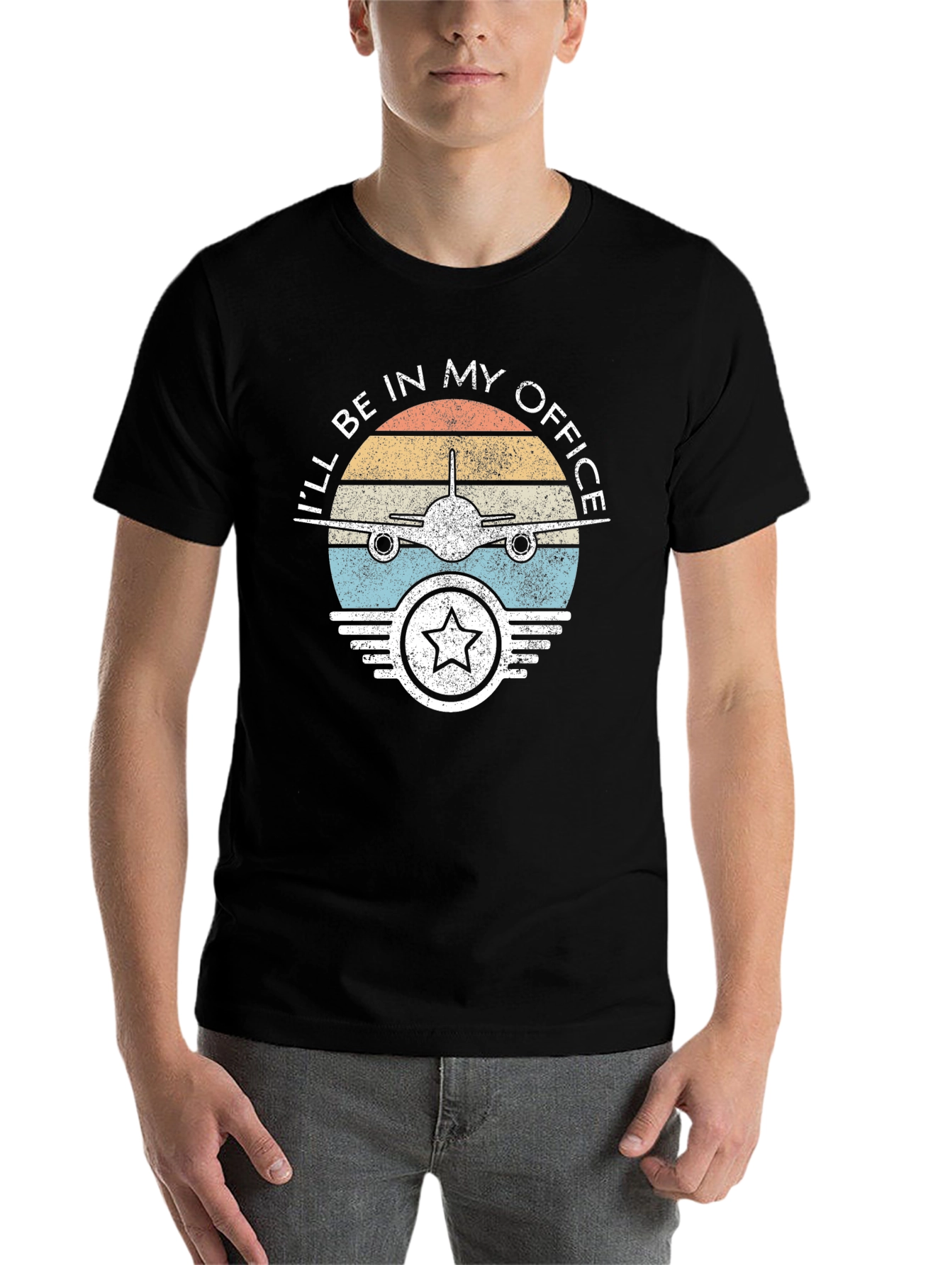 Black Pilot Office T-Shirt - Airplane Design view 7