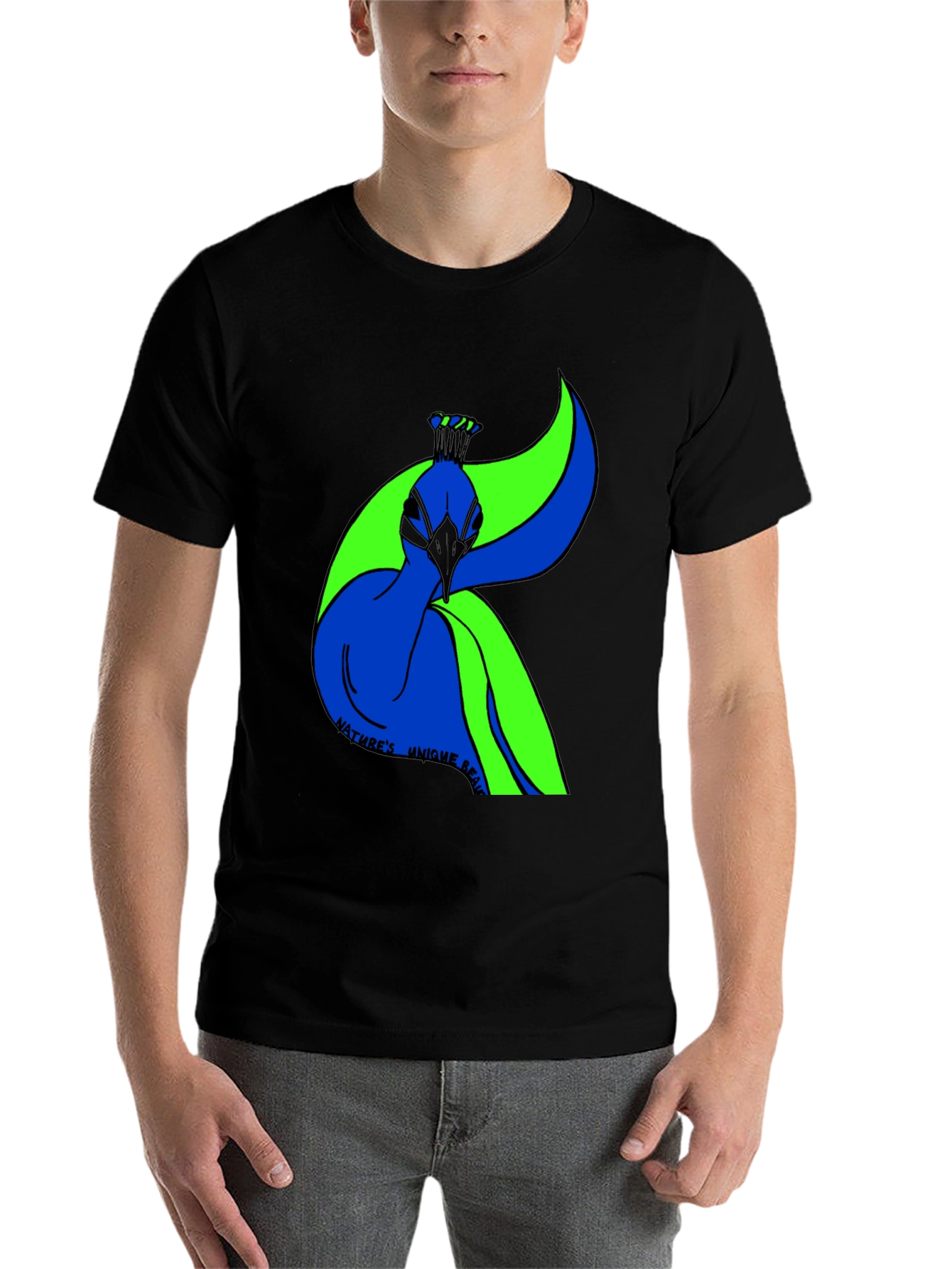 Black Nature's Beauty Peacock Graphic Tee view 7