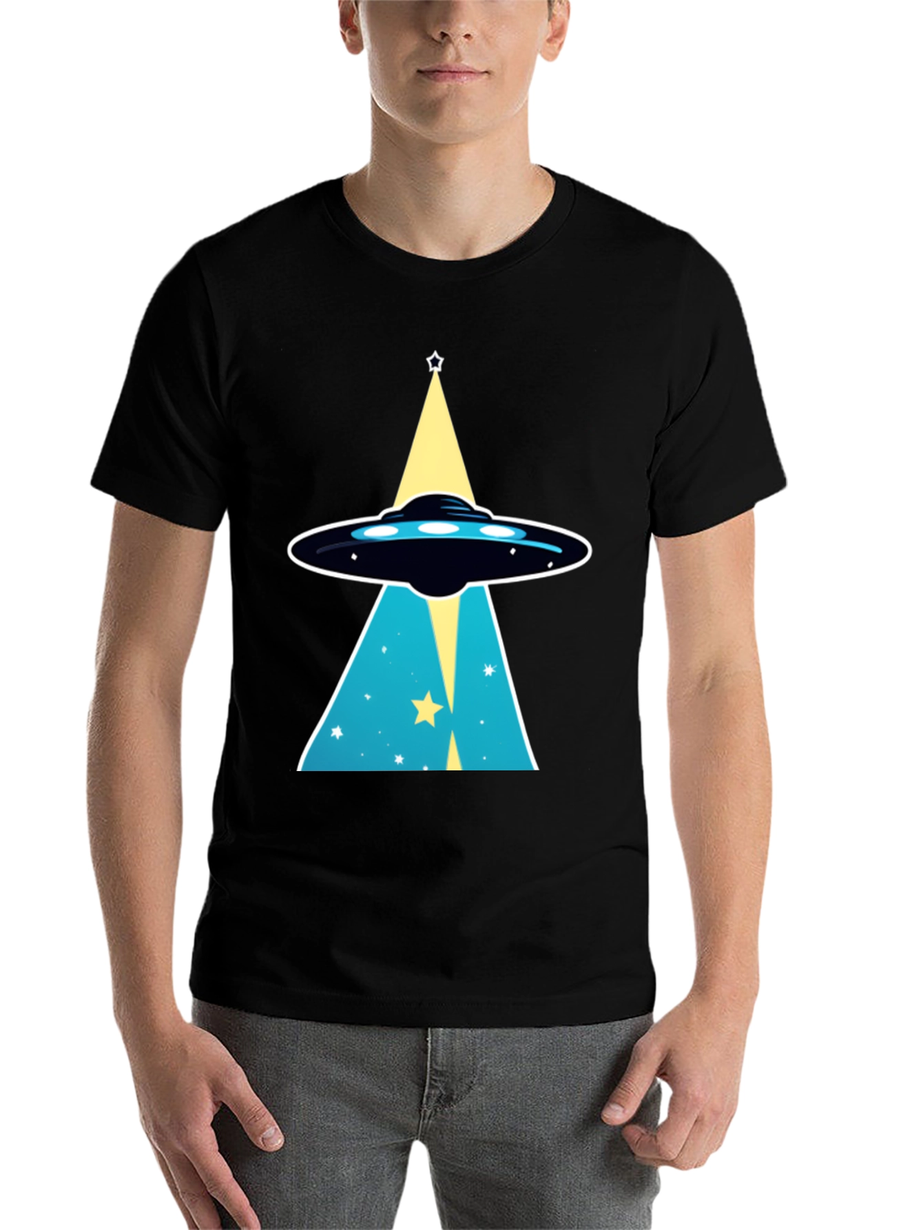 Black UFO Abduction Graphic T-Shirt view 7