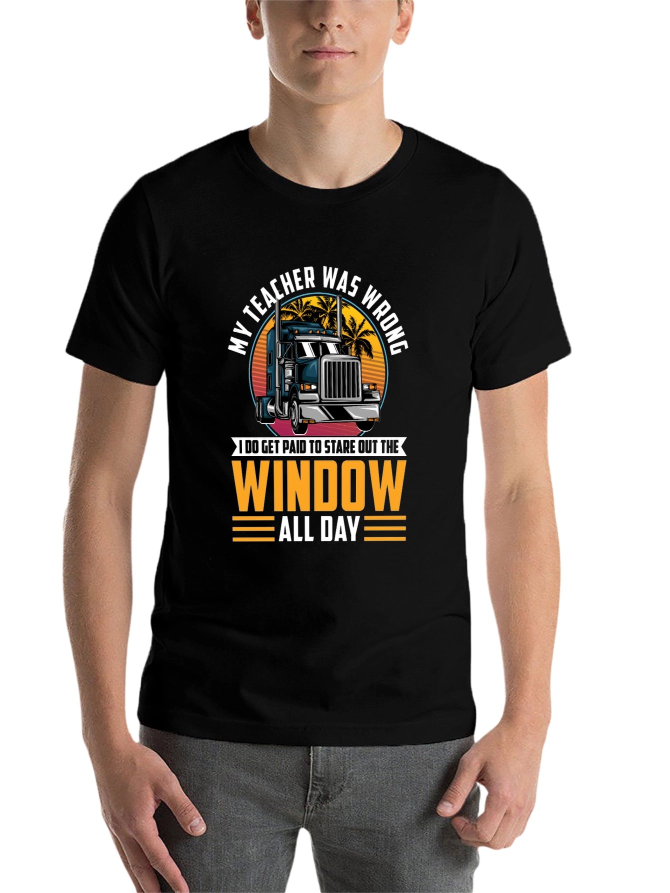 Black My Teacher Was Wrong Trucker T-Shirt view 7
