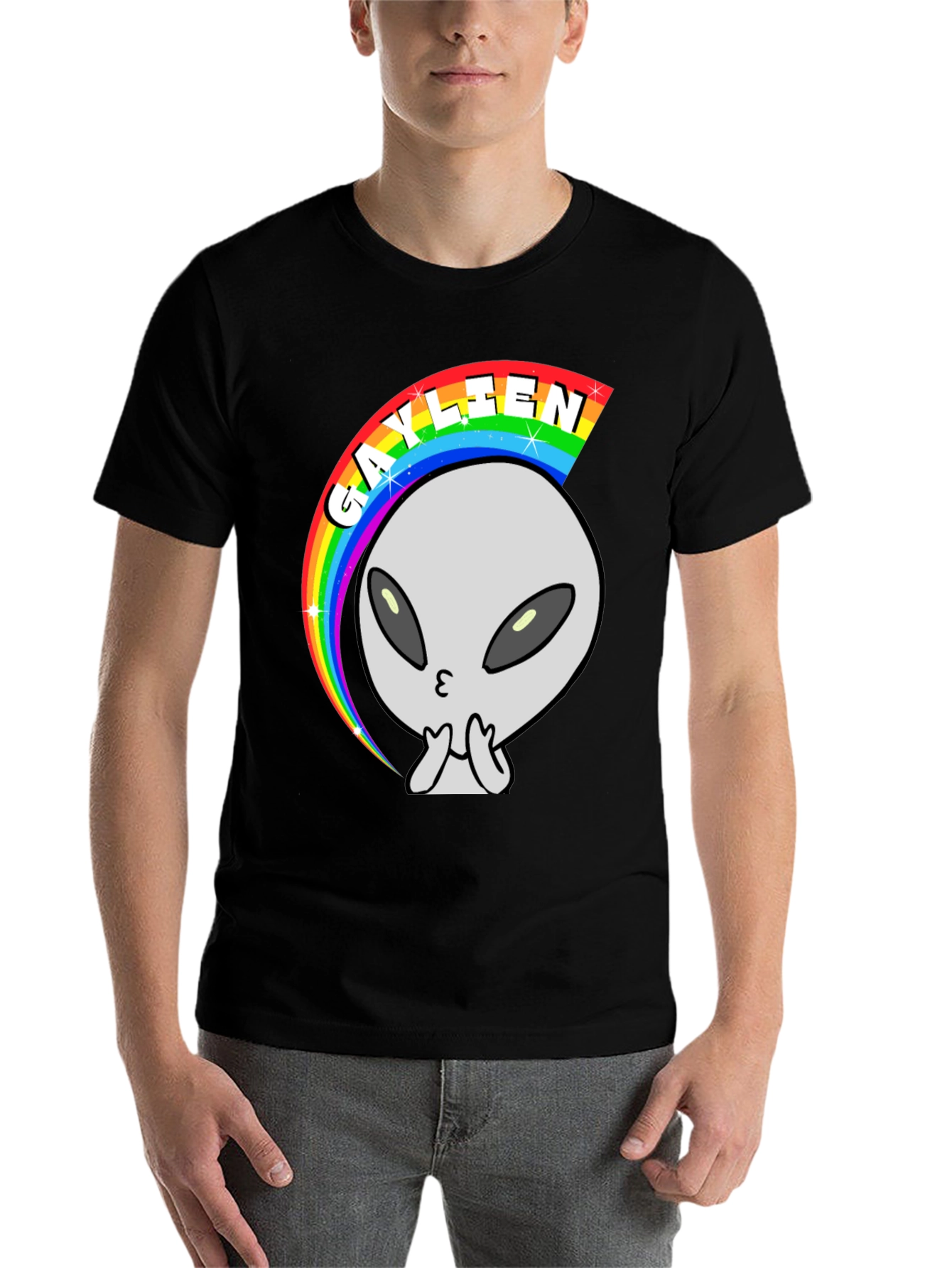 Black Gaylien Rainbow T-Shirt - Black view 7