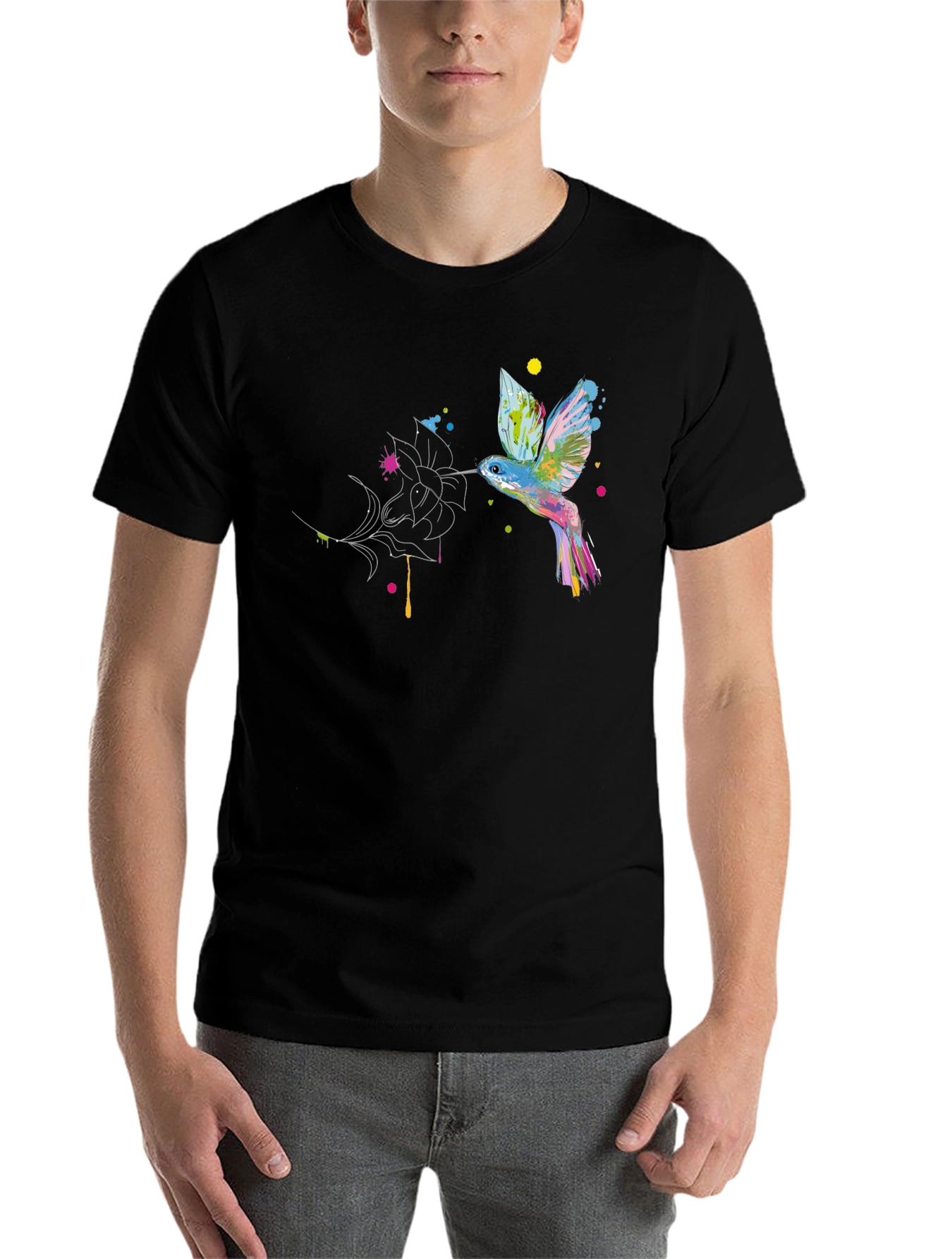 Black Hummingbird Graphic Black T-Shirt view 7
