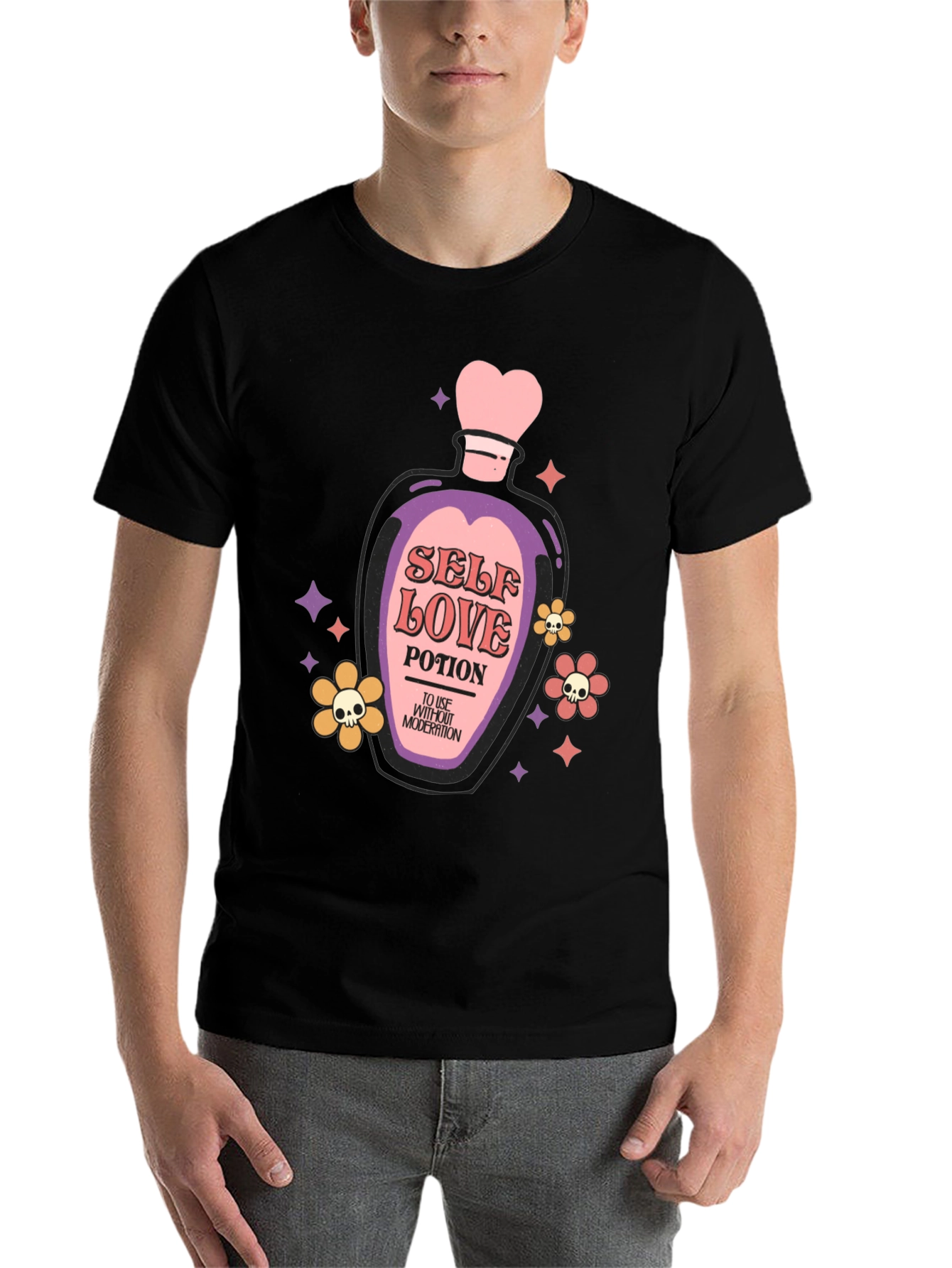 Black Self Love Potion Graphic T-Shirt view 7