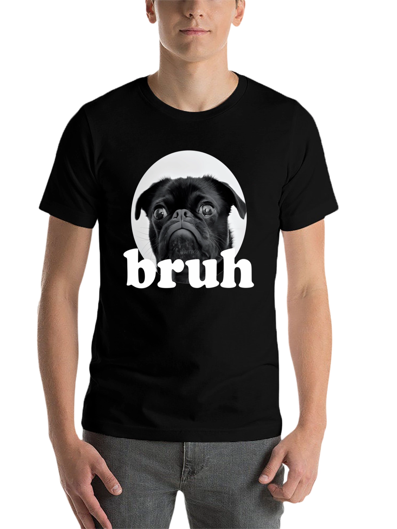 Black Black Pug "Bruh" Graphic T-Shirt view 7