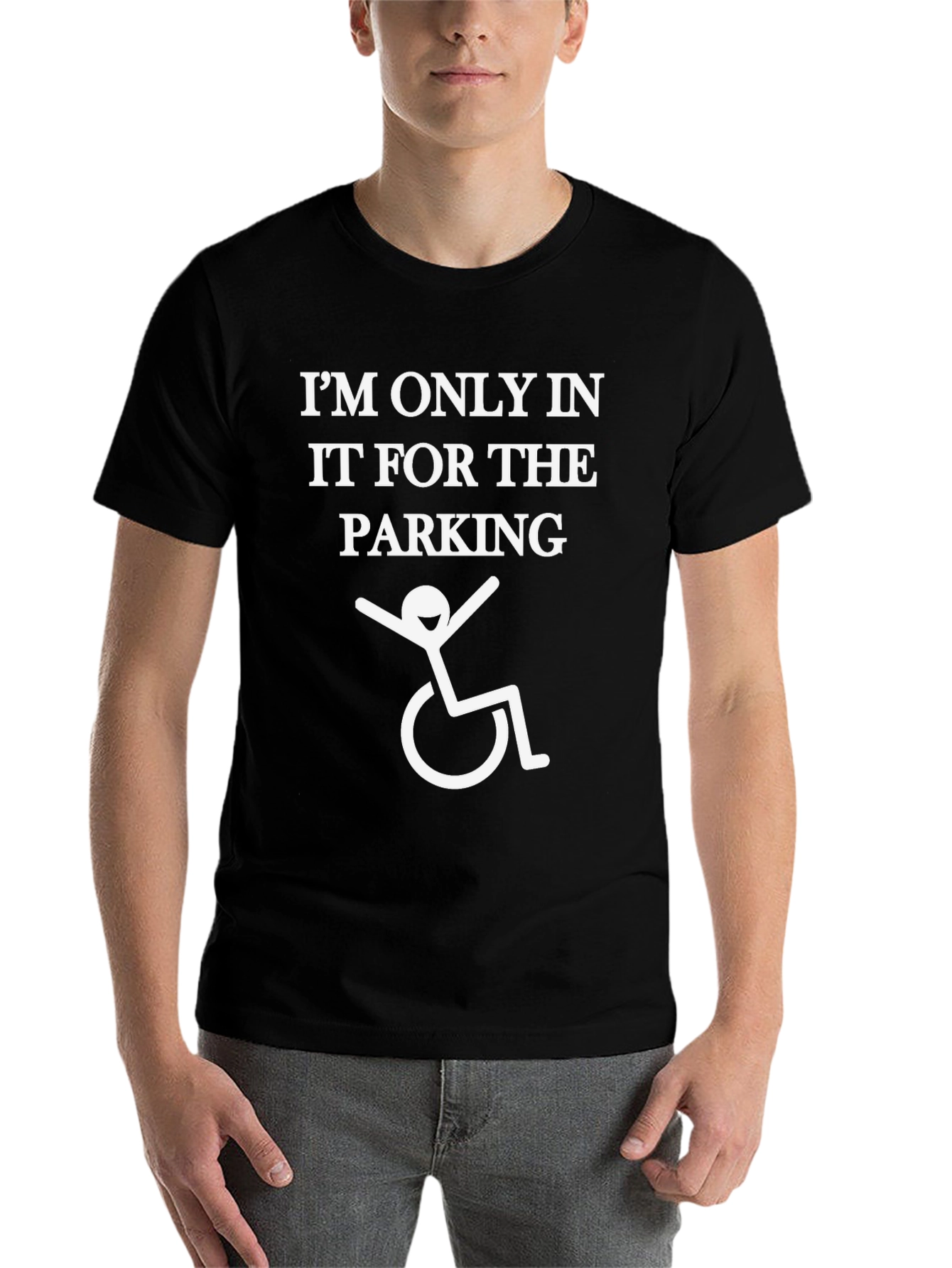 Black Funny Disability Parking T-Shirt view 7