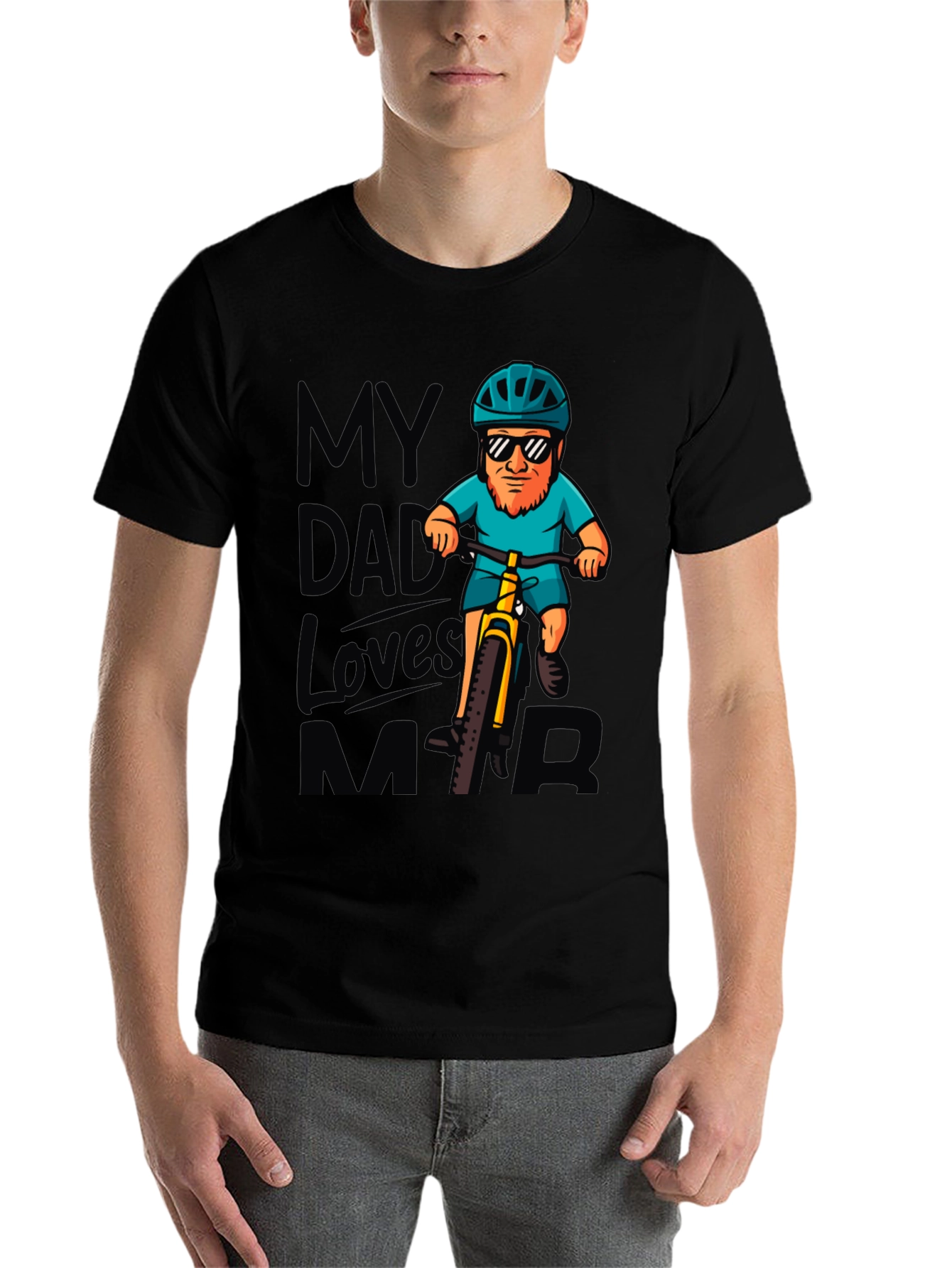 Black My Dad Loves MTB T-Shirt view 7