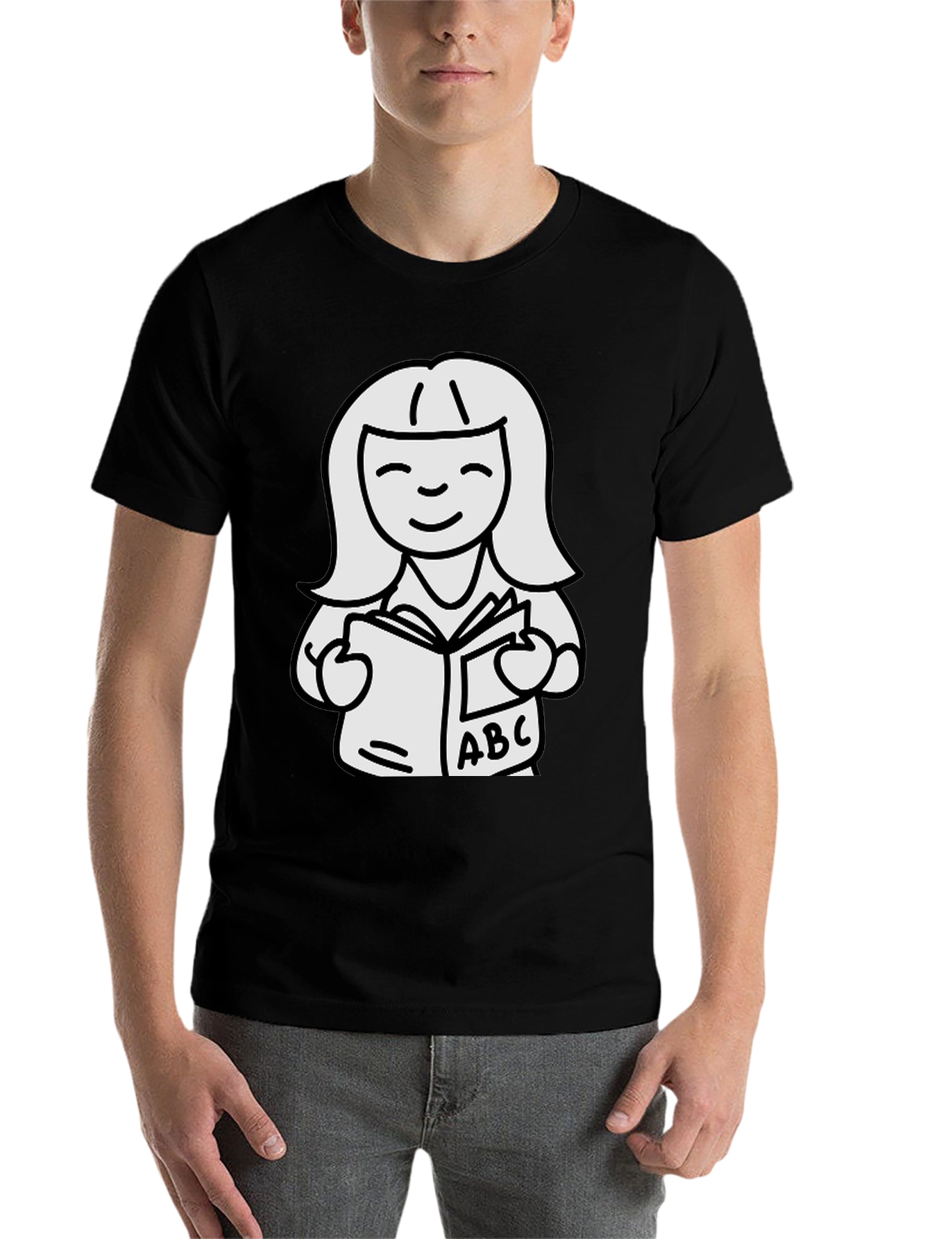 Black Bookworm Graphic Tee - Black Cotton Unisex view 7