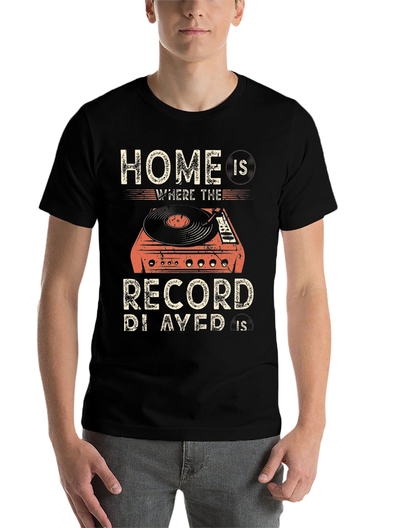 Black Home is Where the Record is Played T-Shirt view 7