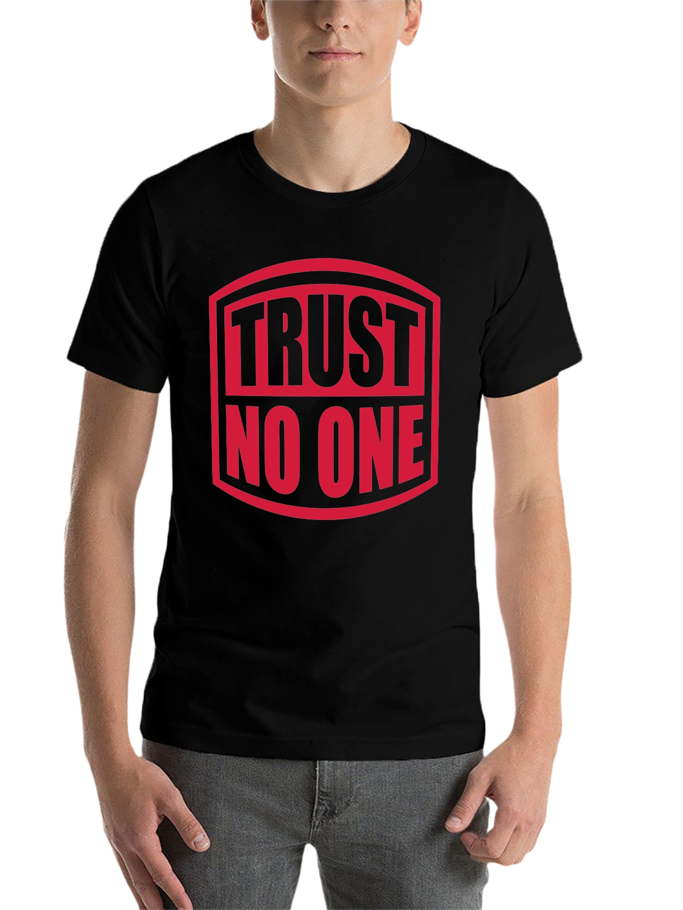 Black Trust No One Graphic Tee - Black view 7