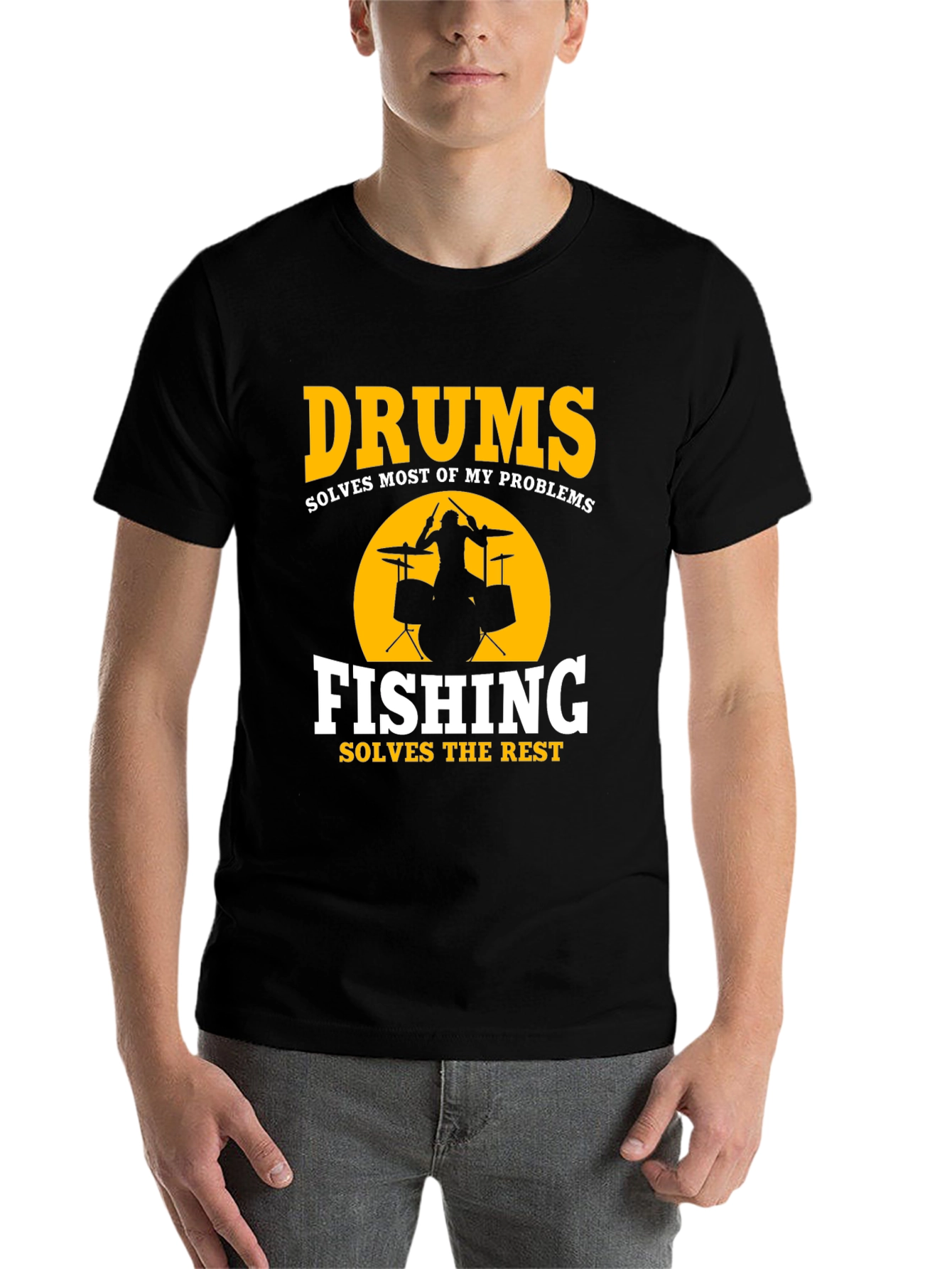 Black Drums & Fishing Solve Problems T-Shirt view 7