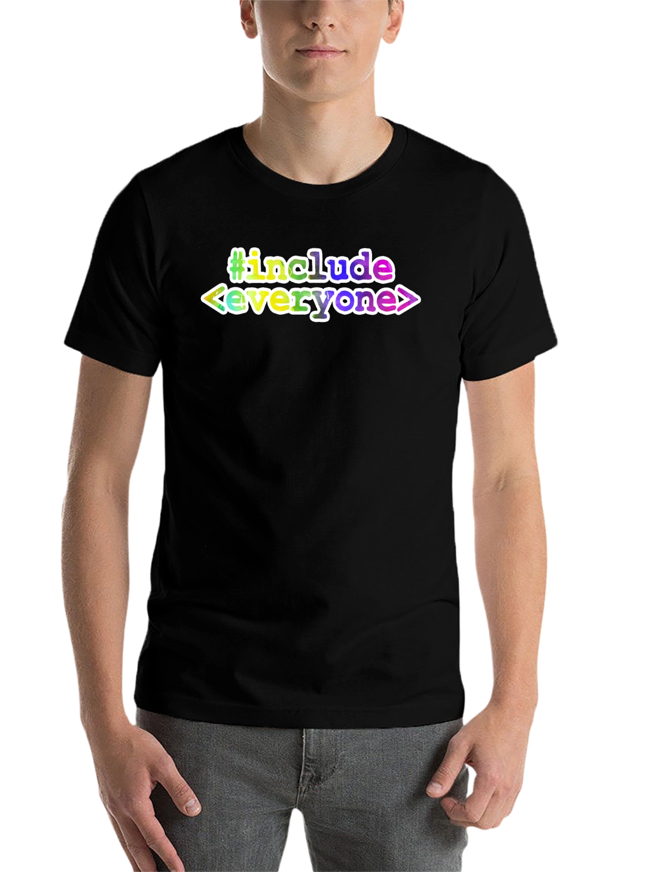 Black #include Everyone T-Shirt - Black Tee view 7
