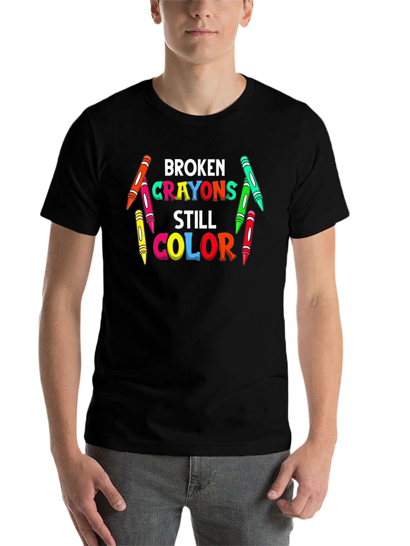 Black Broken Crayons Still Color T-Shirt view 7