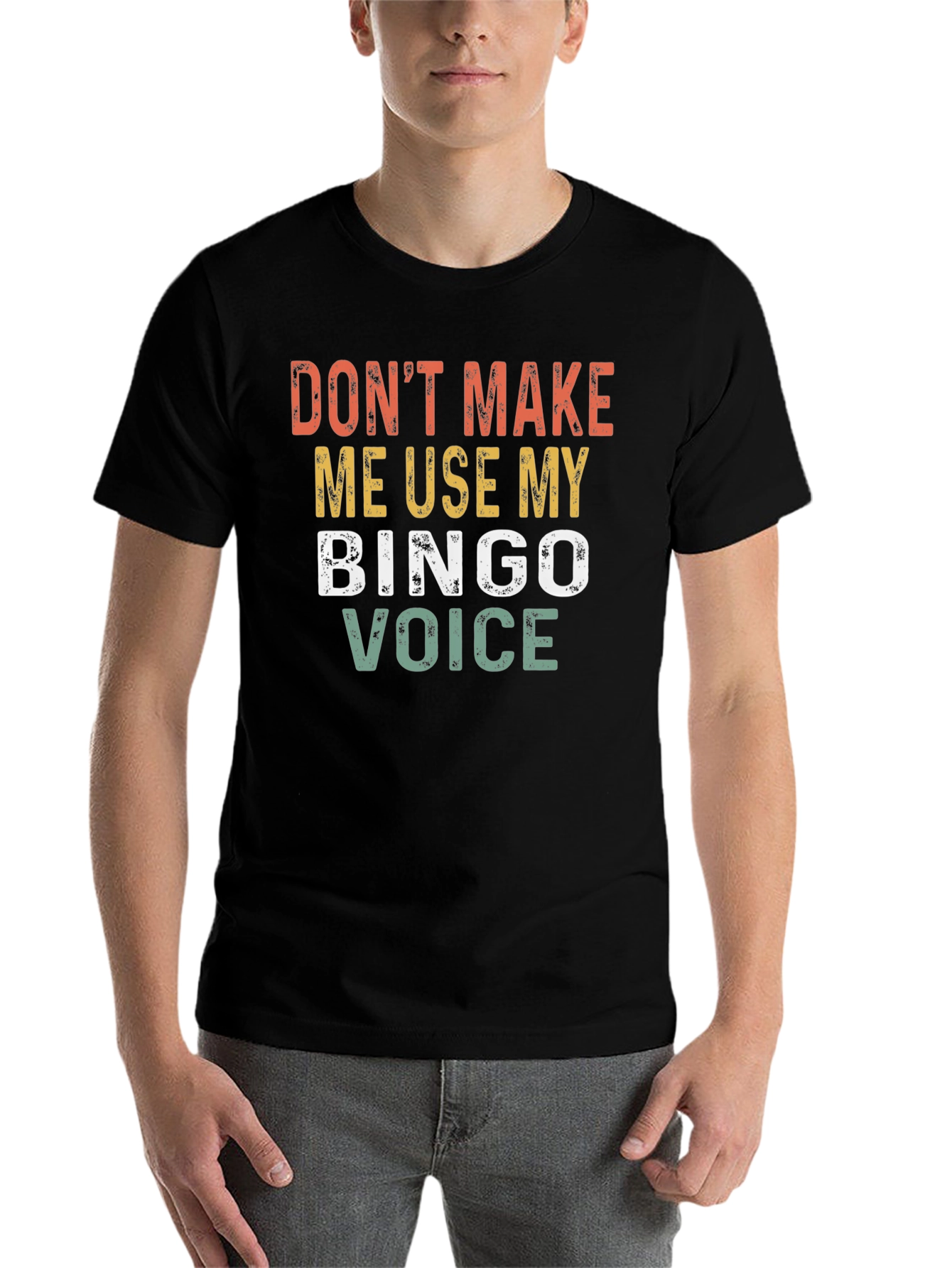 Black Bingo Voice T-Shirt - Funny Graphic Tee view 7