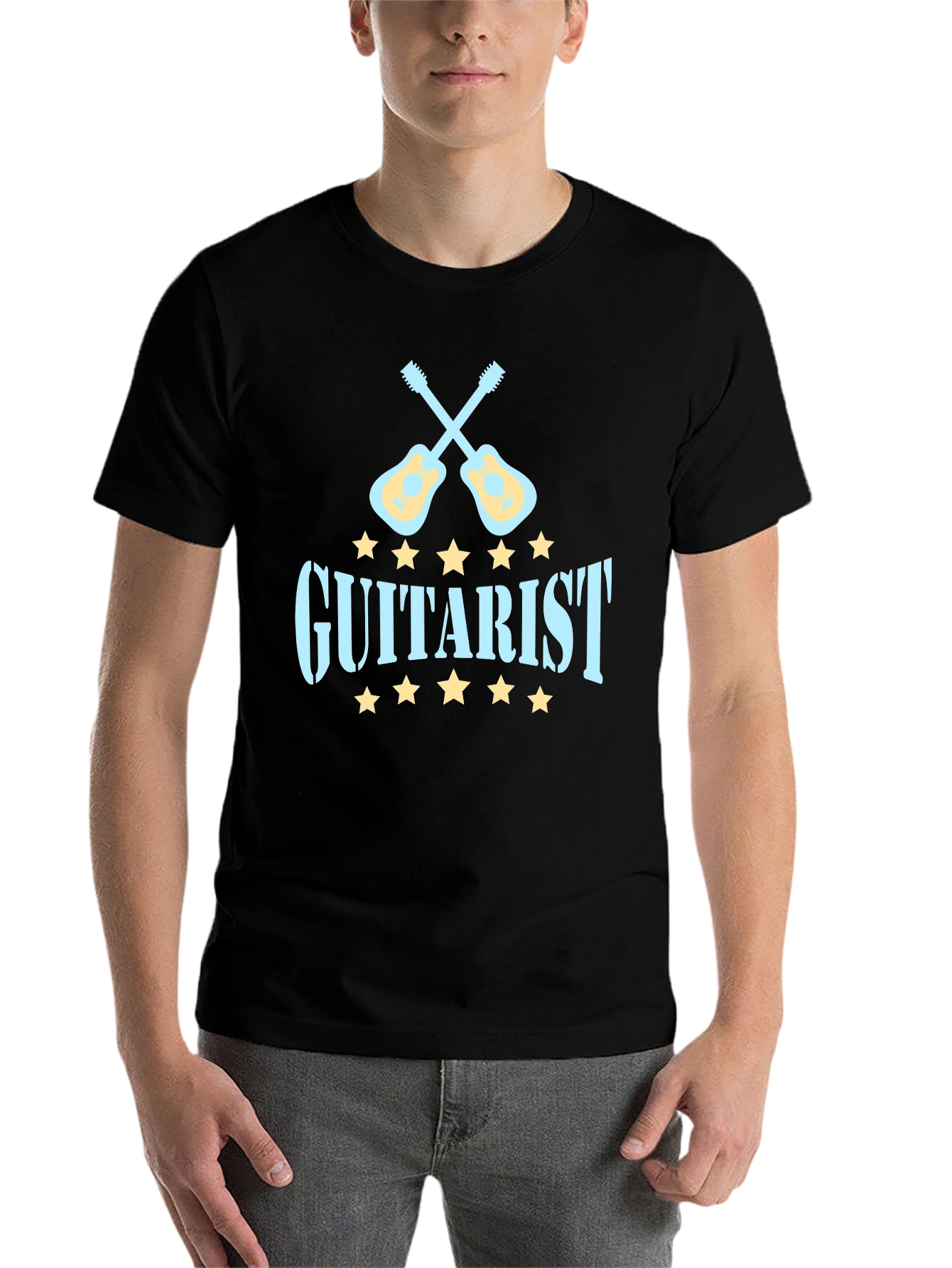 Black Guitarist Tee - Cool Music Lover T-Shirt view 7