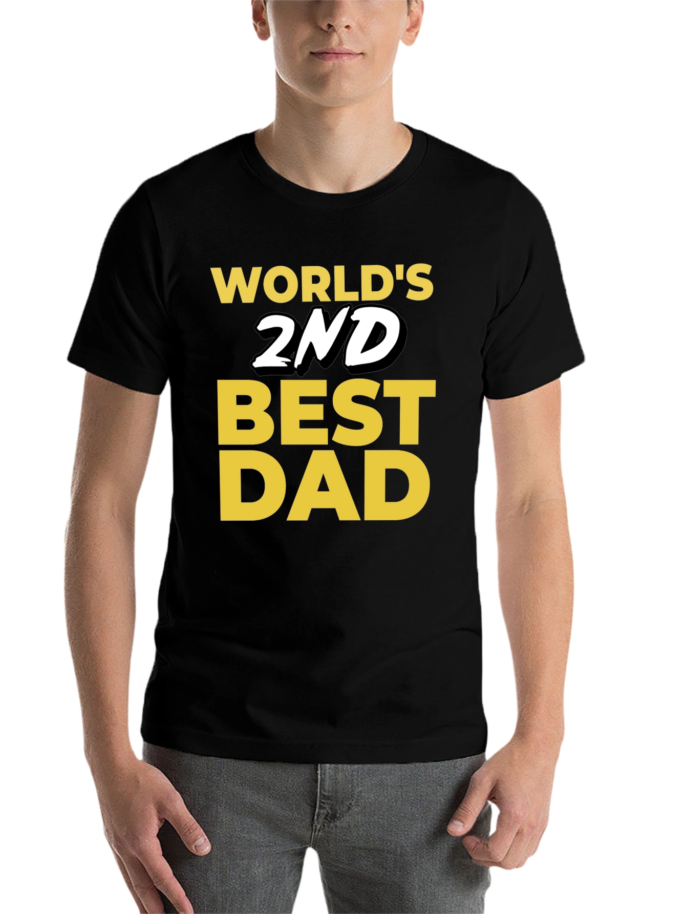 Black World's 2nd Best Dad T-Shirt - Funny Father's Day Gift view 7